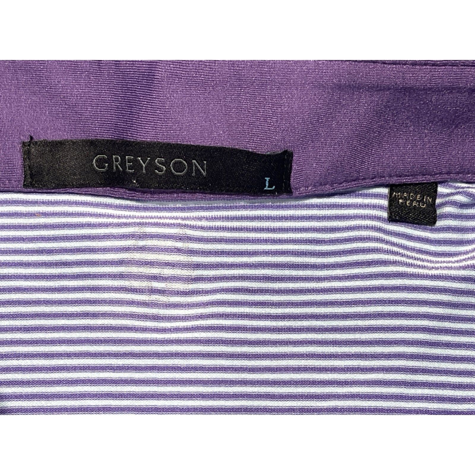 Vintage Greyson Polo Shirt Mens Large Purple Striped Short Sleeve Performance Golf Shirt Size US L / EU 52-54 / 3 - 4 Thumbnail
