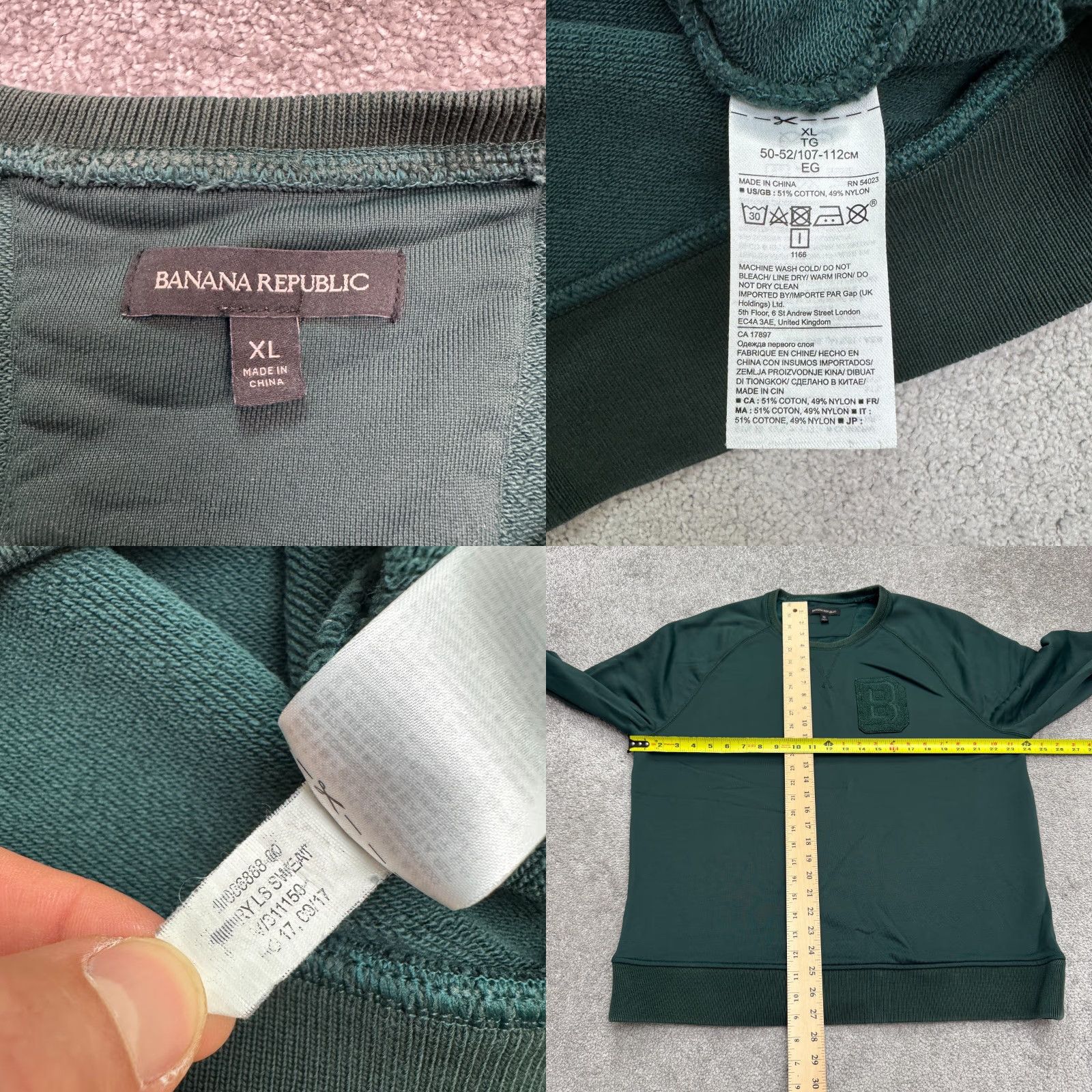 Banana Republic Banana Republic Men's Crew Neck Pullover Sweatshirt XL Green Fleece Casual Outdoor Athletic Size US XL / EU 56 / 4 - 8 Thumbnail