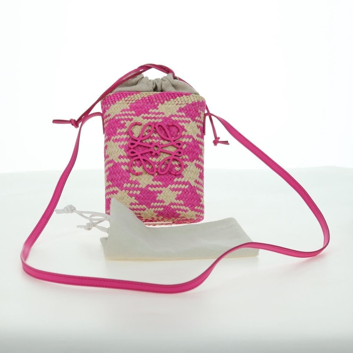 Loewe Loewe Anagram Raffia Shoulder Bag Pink Size ONE SIZE - 2 Thumbnail