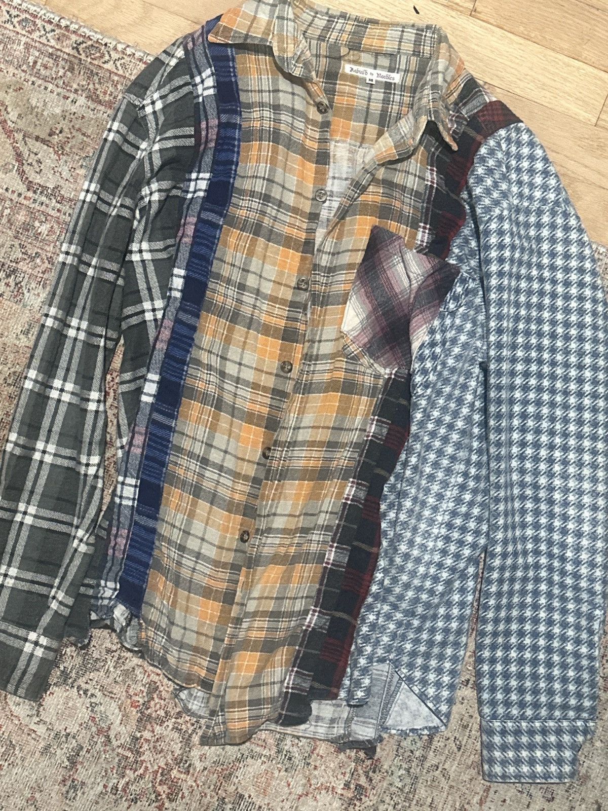 image of Reworked By Needles Flannel in Blue Mix, Men's (Size Medium)