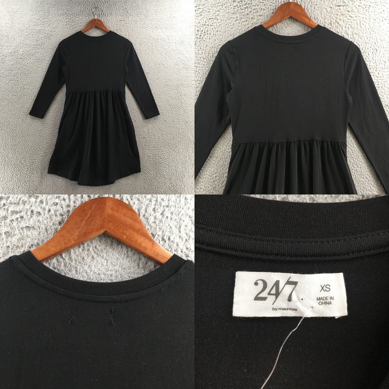 Vintage Maurices Dress Womens XS Black Crewneck Long Sleeve A-Line Casual Wear Shirt Size XS / US 0-2 / IT 36-38 - 8 Thumbnail