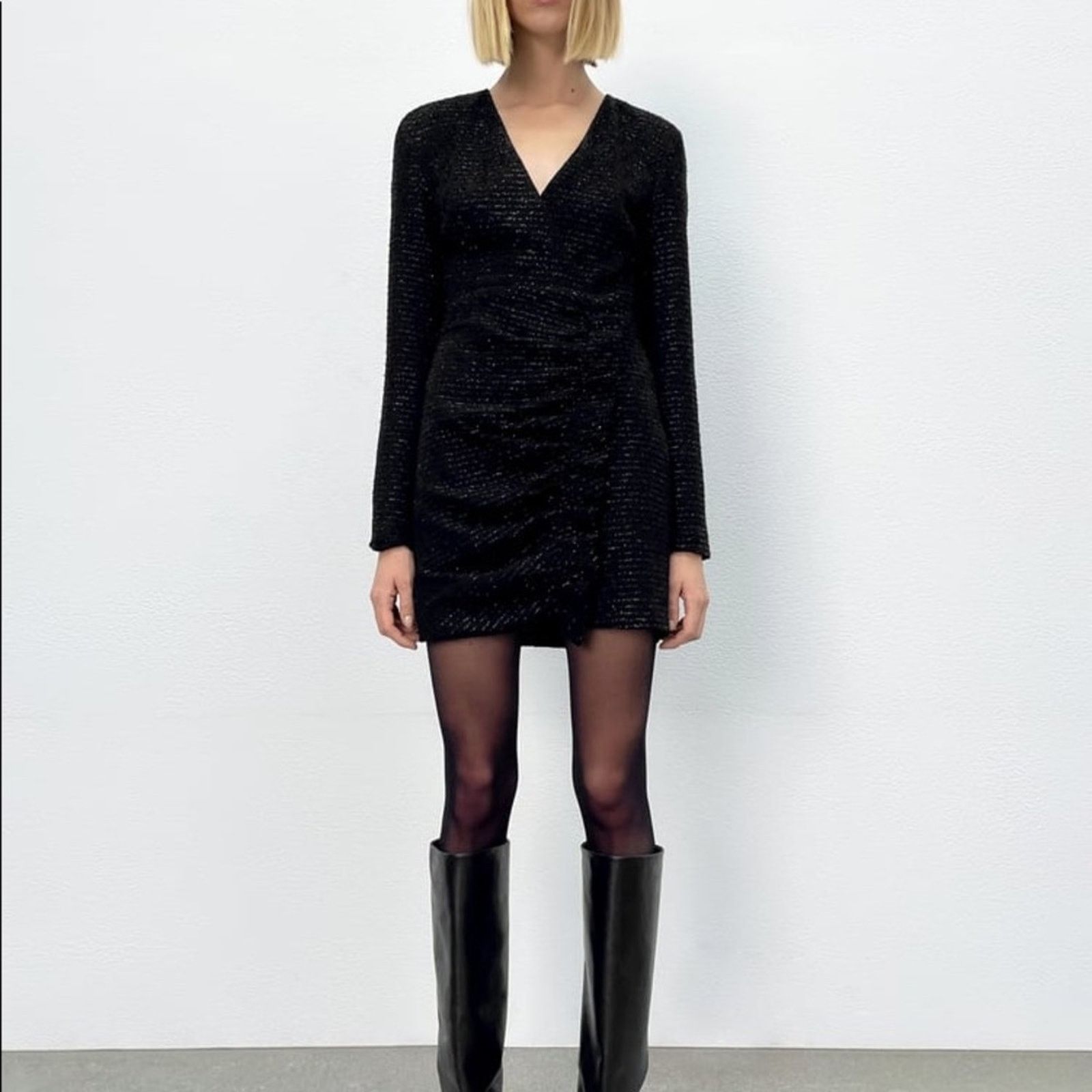 Zara ZARA BLOGGER FAVORITE TEXTURED WEAVE DRESS WITH RUFFLE Size XS / US 0-2 / IT 36-38 - 13 Thumbnail