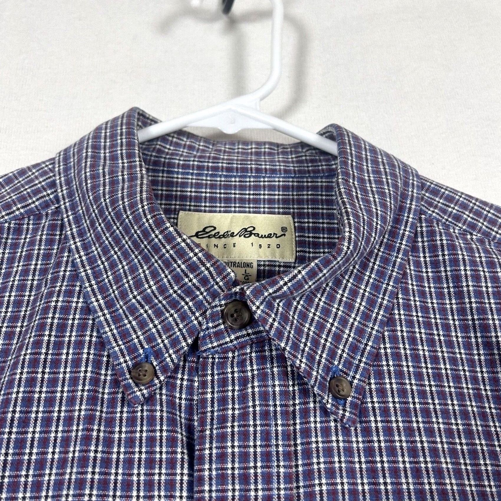 Eddie Bauer Eddie Bauer Mens Plaid Long Sleeve Button-Up Shirt LT Tall Purple Size LT Big & Tall Size US L / EU 52-54 / 3 - 2 Thumbnail