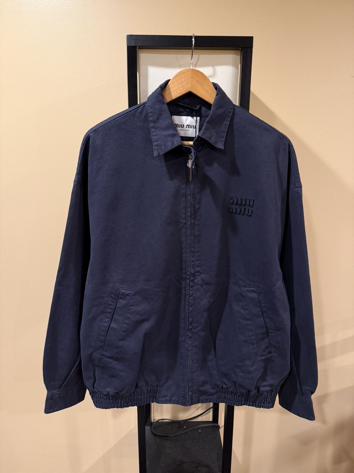 Miu Miu Miu Miu Garment Dyed Navy Workers Bomber Jacket Size US XL / EU 56 / 4 - 11 Thumbnail