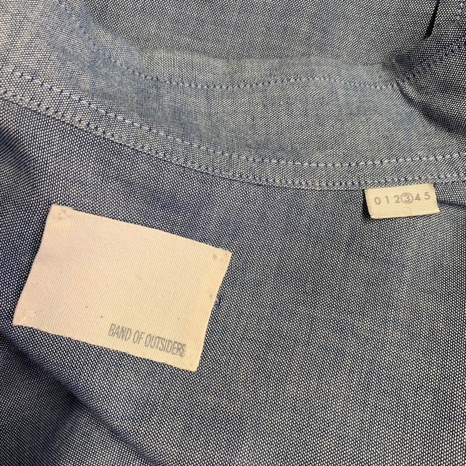 Band Of Outsiders Size L Blue Grey Cotton One Pocket Long Sleeve Shirt Size US L / EU 52-54 / 3 - 5 Thumbnail