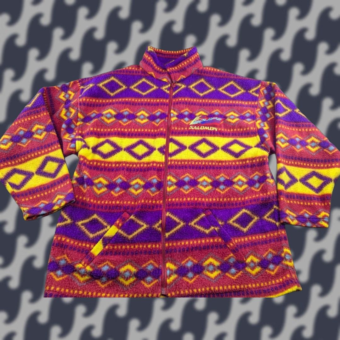 Salomon Vintage Salomon Equipe Fleece Jacket M Aztec Outdoor Geometric Size US M / EU 48-50 / 2 - 1 Thumbnail