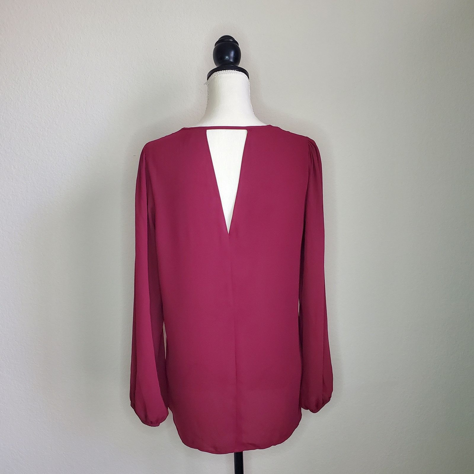 Other Abbeline Burgundy Chiffon Blouse Medium Size M / US 6-8 / IT 42-44 - 3 Thumbnail