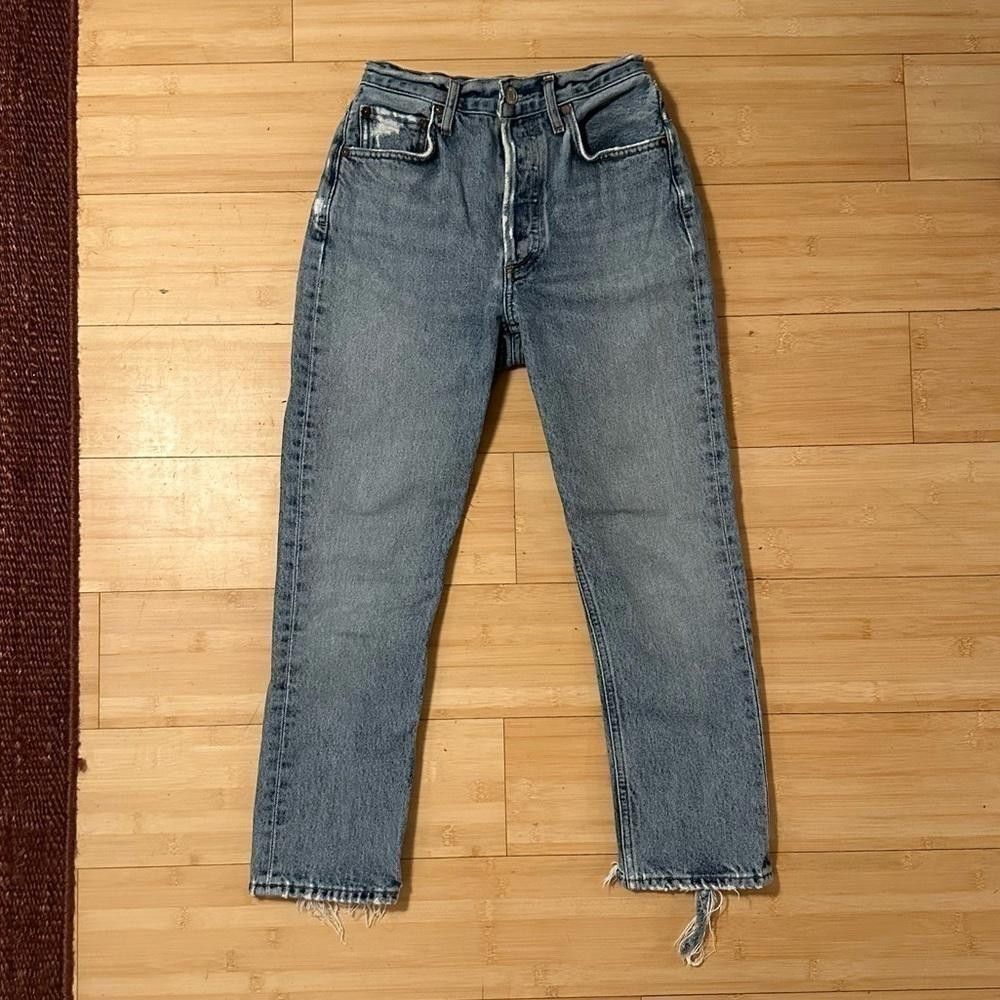 Agolde AGOLDE Riley High Rise Straight Crop in Emulsion Size 23" - 2 Thumbnail