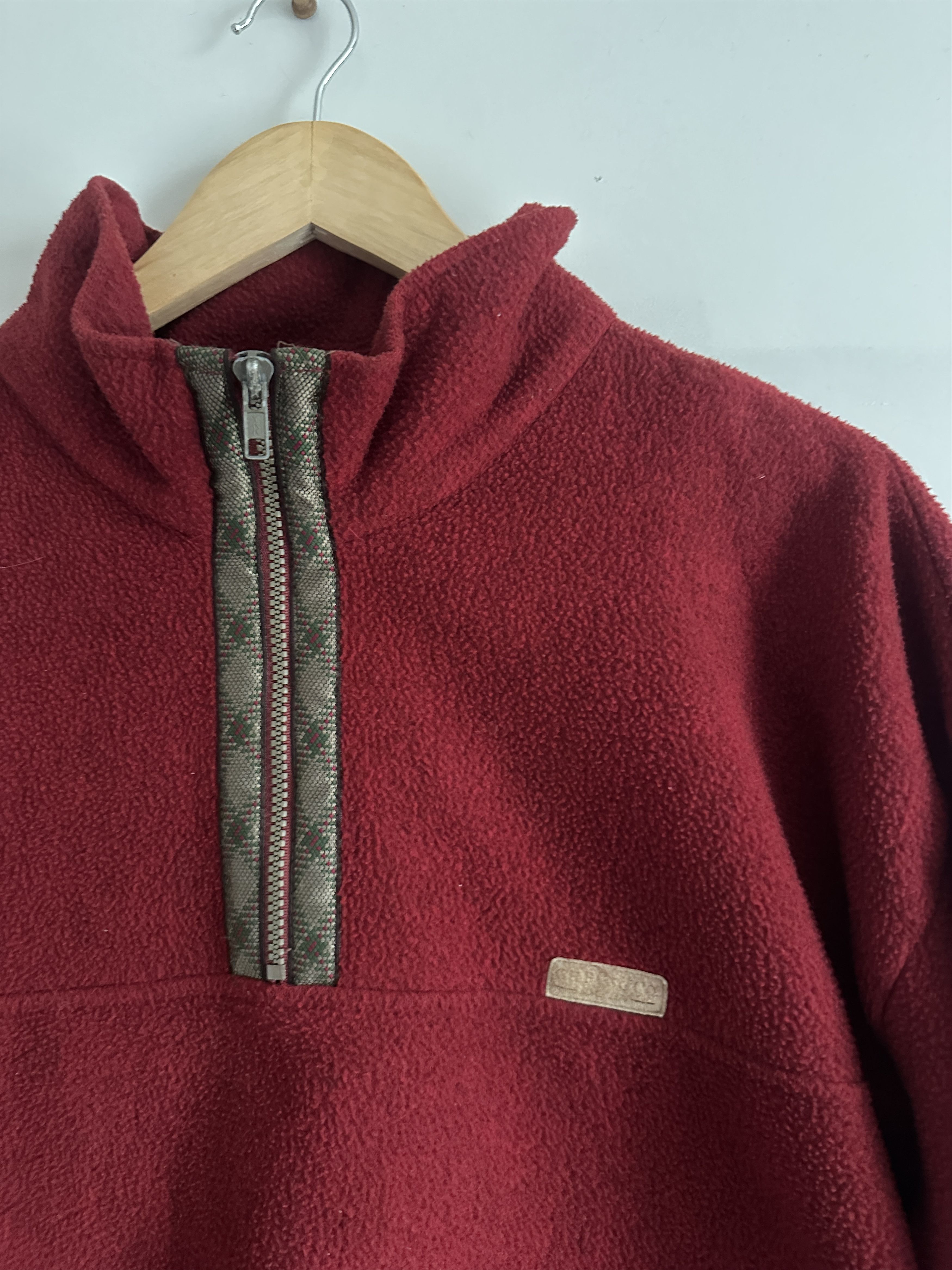 Vintage Vintage Cozy Red Quarter Zip Fleece Size US XL / EU 56 / 4 - 2 Thumbnail