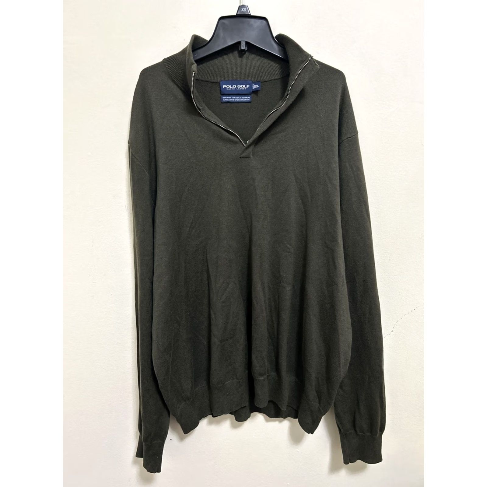 Polo Ralph Lauren Polo Ralph Lauren Mens Sweater XL Cashmere Cotton 1/4 Zip Green Pullover Size US XL / EU 56 / 4 - 2 Thumbnail