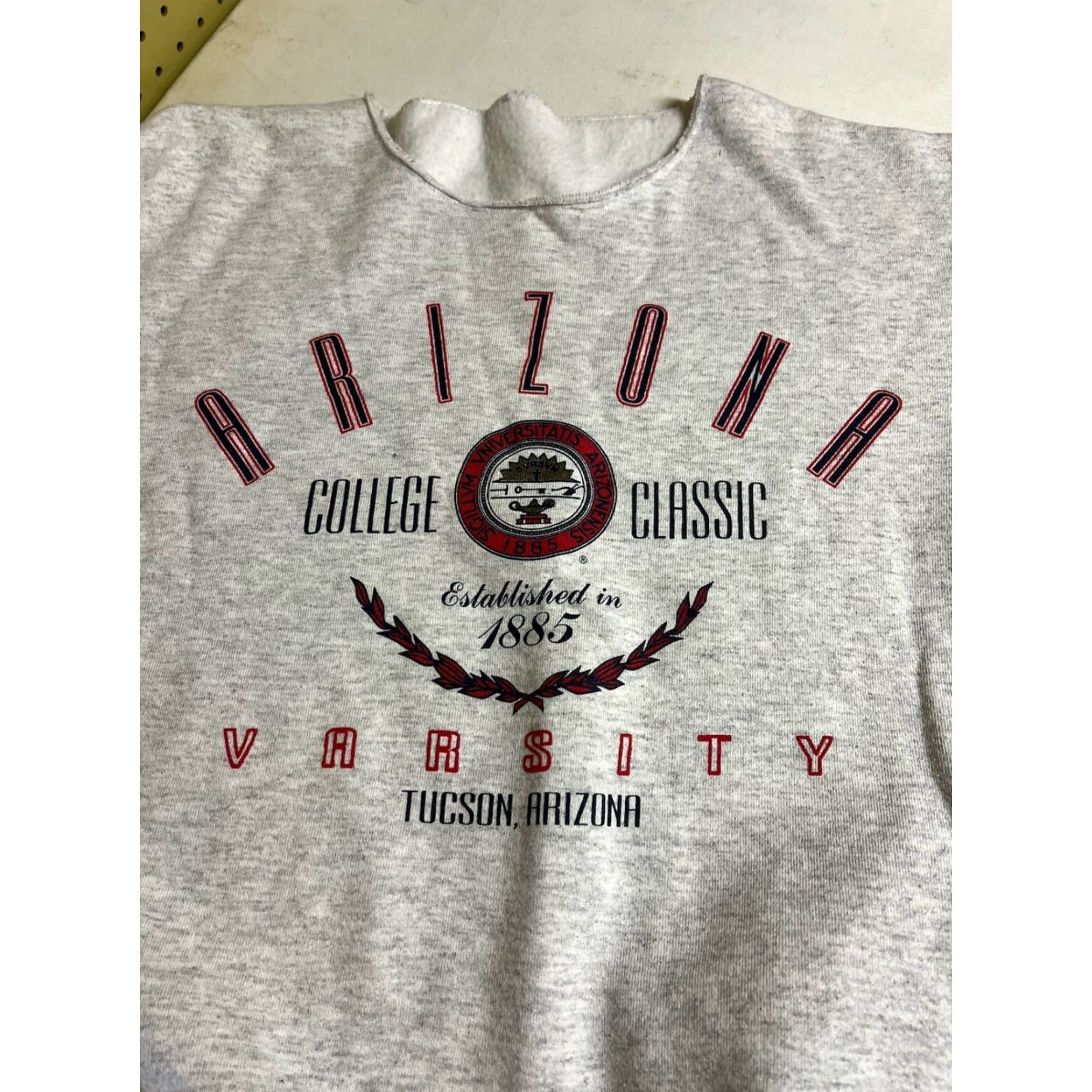 Vintage VINTAGE Arizona College Varsity Tucson Modified Gray Sweatshirt Long Sleeve Men's L Gray Cotton Blend Pullover Sweatshirt Size US L / EU 52-54 / 3 - 3 Thumbnail