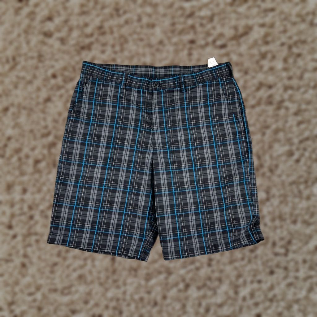 Hogan Ben Hogan Mens Blue Gray Plaid Shorts 34 Polyester Golf Sportswear Chino Casual Travel Workwear American Outdoor Golf Size US 34 / EU 50 - 1 Thumbnail