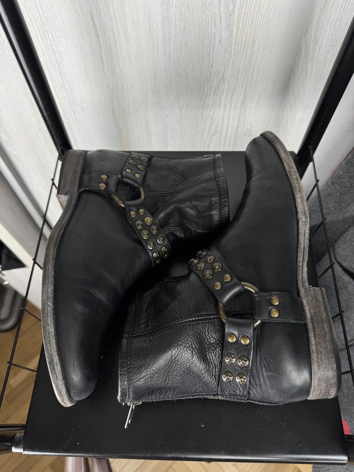 Frye Frye Phillip Studded Harness Boots Mid Calf Leather Studs 9B Size US 9 / IT 39 - 9 Thumbnail