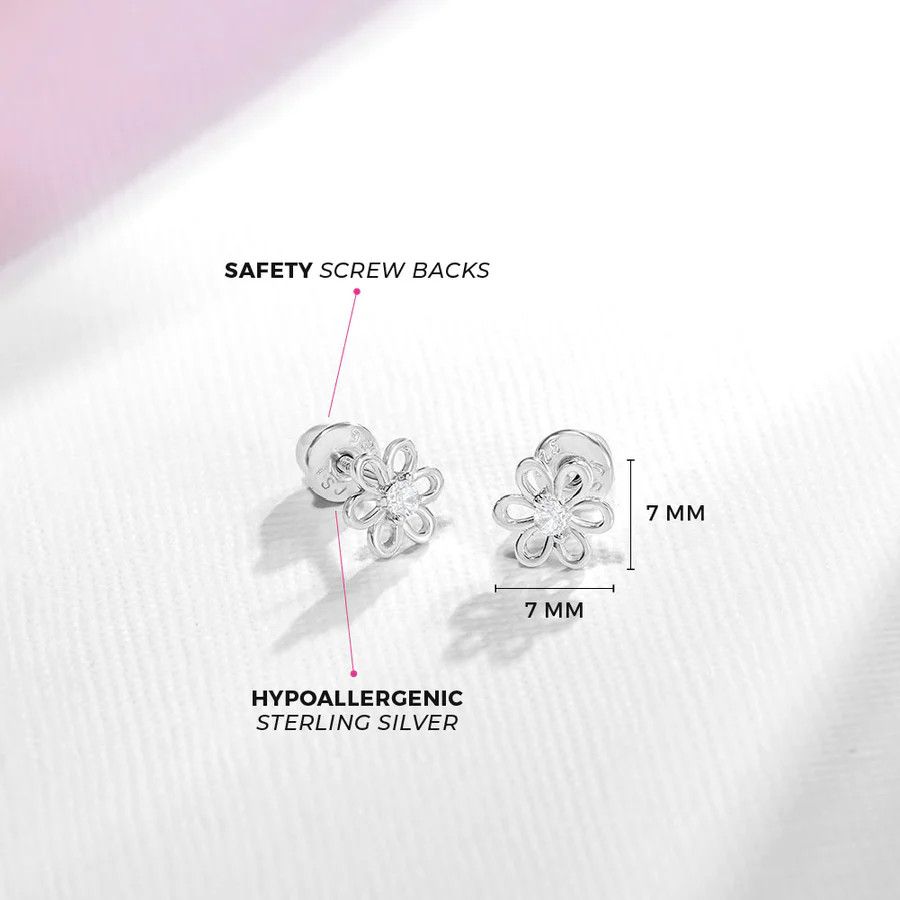 Other Spring Cubic Zirconia Flower Clear Earrings- Sterling Silver Size ONE SIZE - 2 Thumbnail