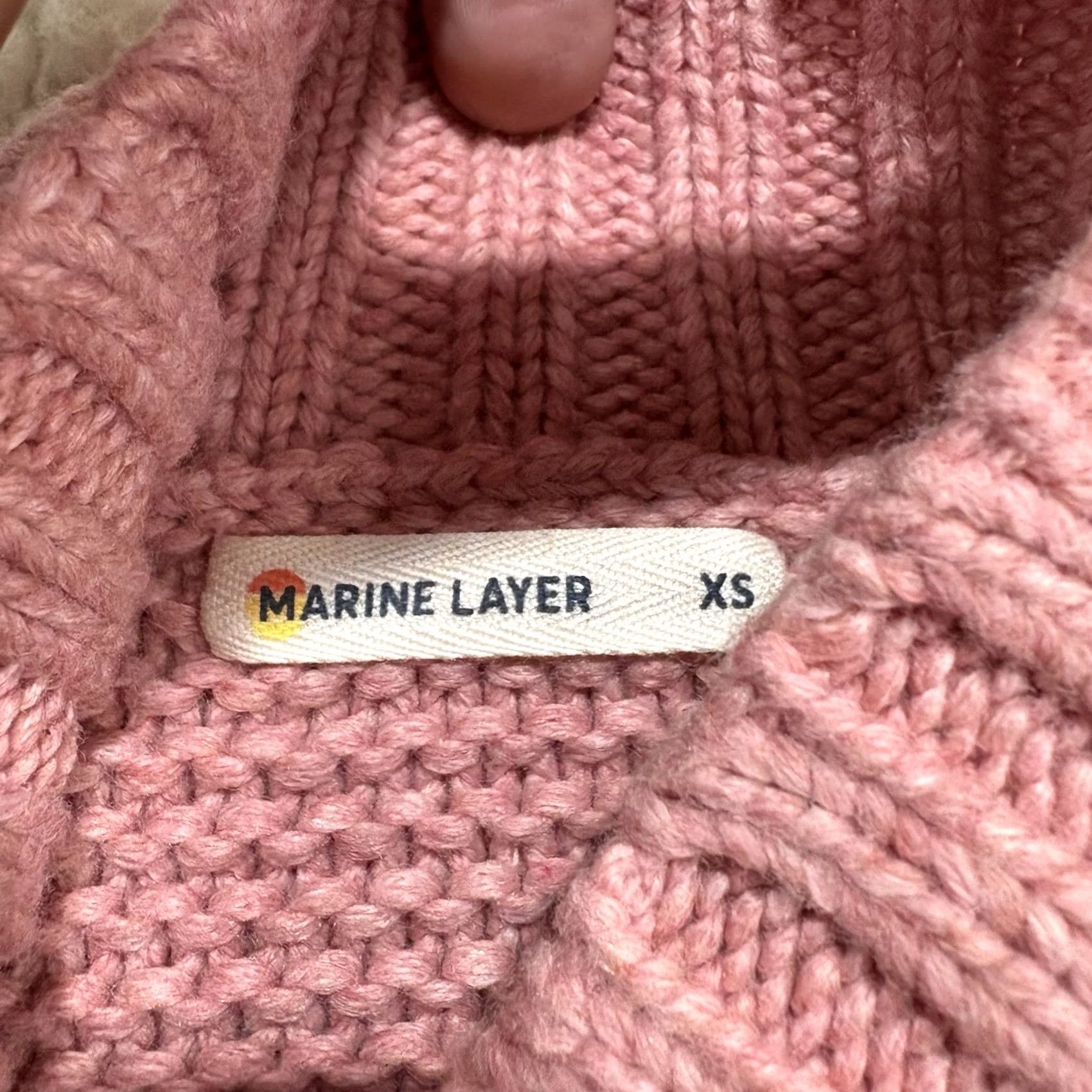 Marine Layer Marine Layer Womens XS Chunky Knit Ash Rose Merino Wool Sweater Size XS / US 0-2 / IT 36-38 - 3 Thumbnail