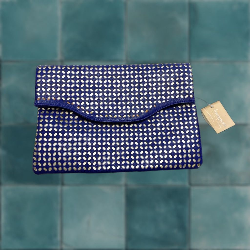 Vintage Francescas Clutch Purse Blue NWT Women Faux Leather Pockets Flap Zipper Closure Clutch Purse Size ONE SIZE - 1 Thumbnail