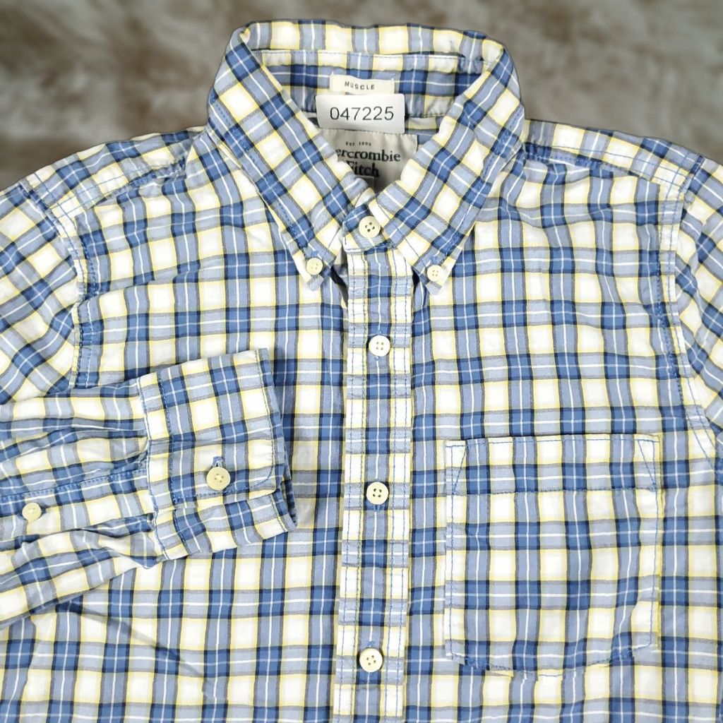 Abercrombie & Fitch Abercrombie & Fitch Shirt Mens Medium Blue Plaid Button-Up Long Sleeve Casual" Size US M / EU 48-50 / 2 - 1 Thumbnail