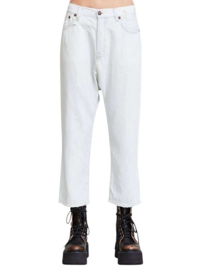 R13 TAILORED DROP 27 Kinney Linen Indigo Cropped Jeans 86199 Size 27" / US 4 / IT 40 - 1 Thumbnail