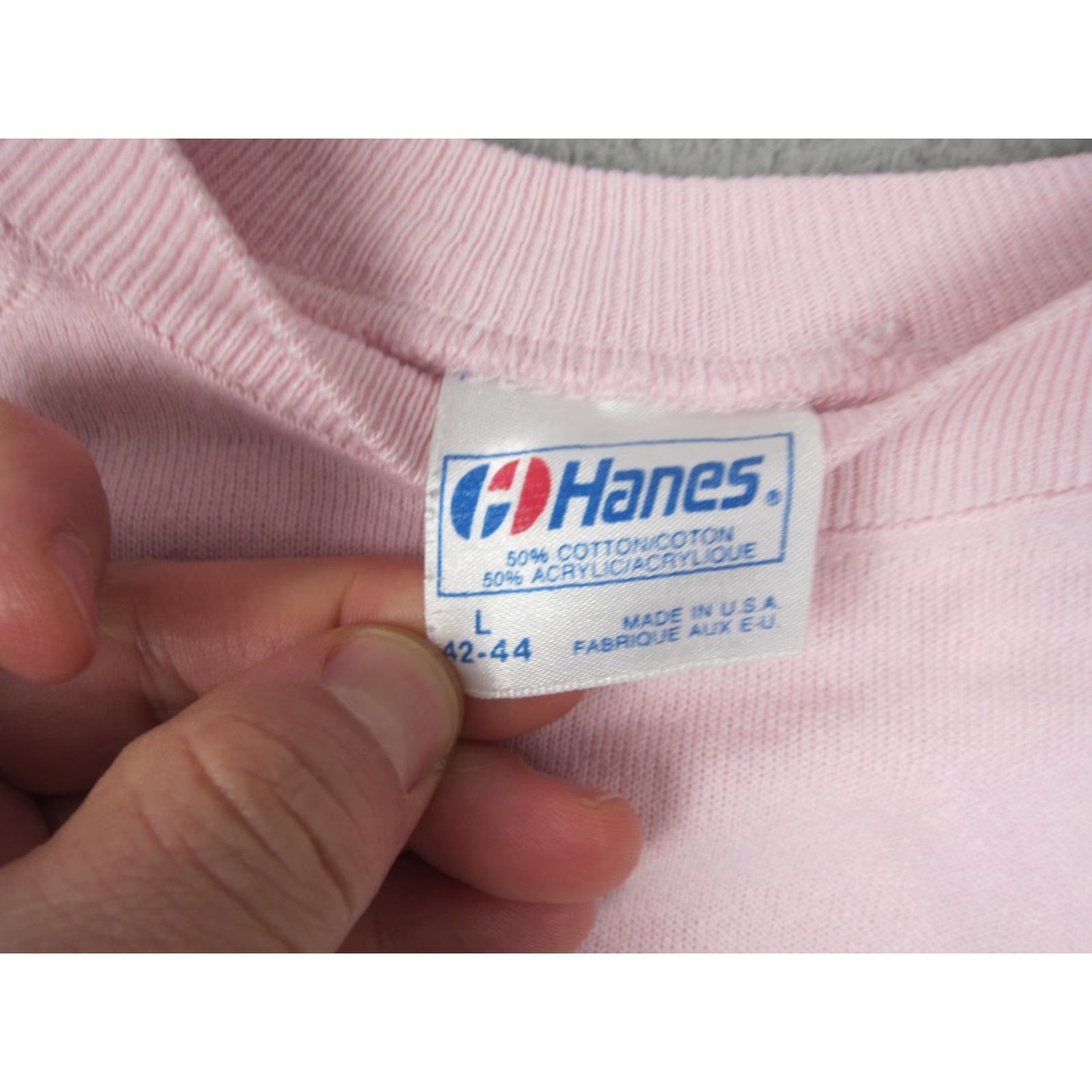 Hanes VINTAGE Hanes Sweatshirt Adult L Pink 80s 90s Mercy Hospital Care Regular Mens Sweatshirt Pullover Crew Neck Fleece All Seasons Built in USA Size US L / EU 52-54 / 3 - 7 Thumbnail