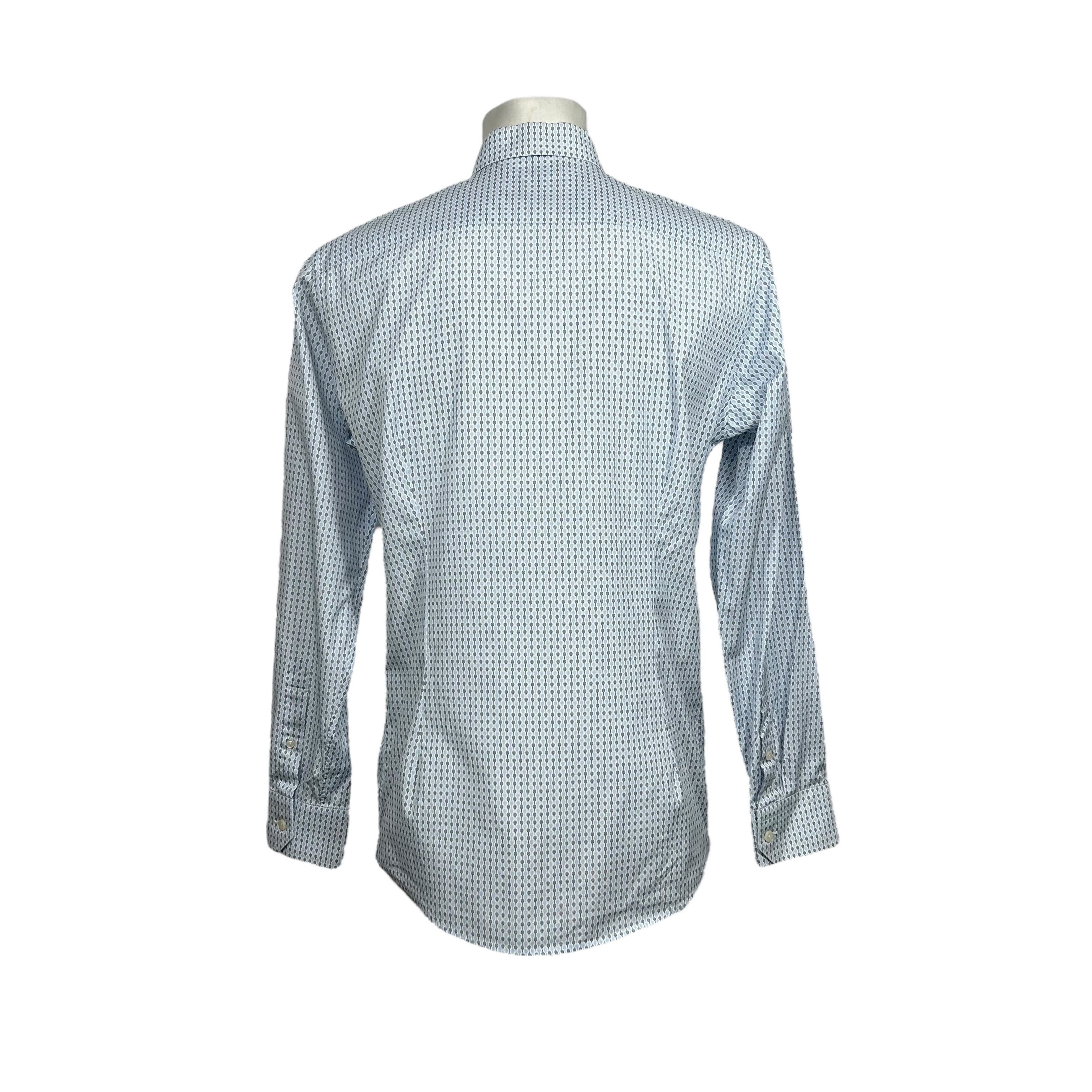 Eton Eton Slim Fit Poplin Blue Tennis Racquet Shirt 40 15 3/4 Size 40R - 2 Thumbnail