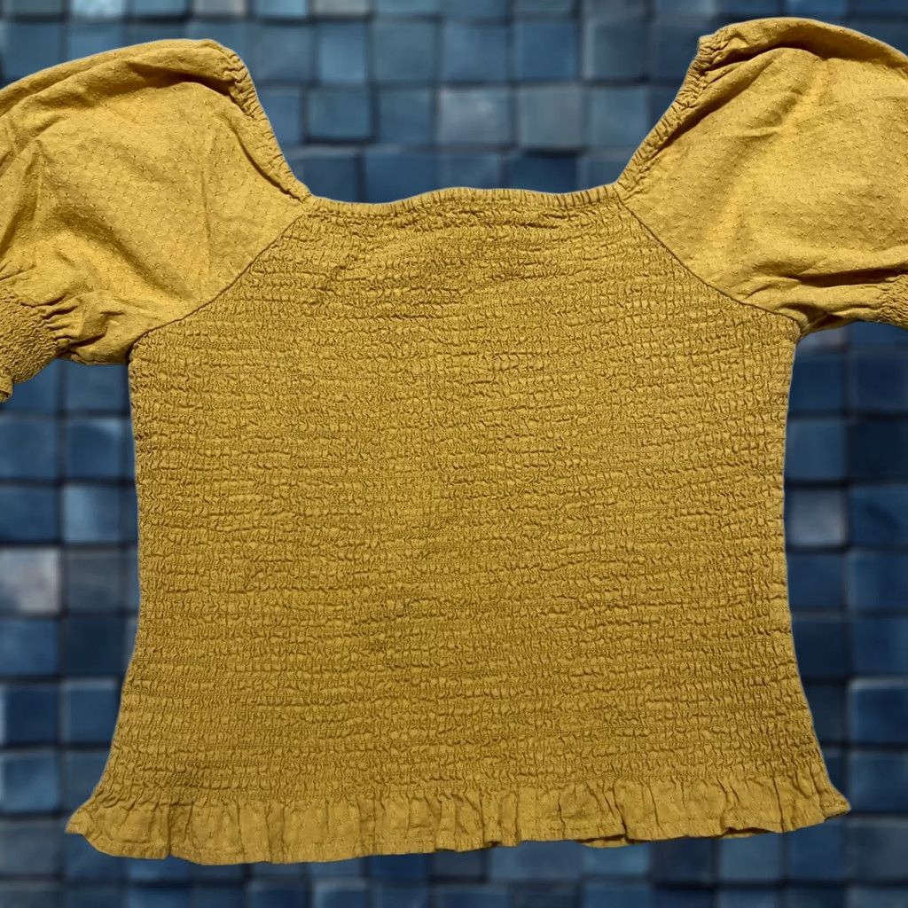 Madewell Madewell Womens Shirt Small Mustard Yellow Puff Sleeve Smocked Bodice Size S / US 4 / IT 40 - 1 Thumbnail