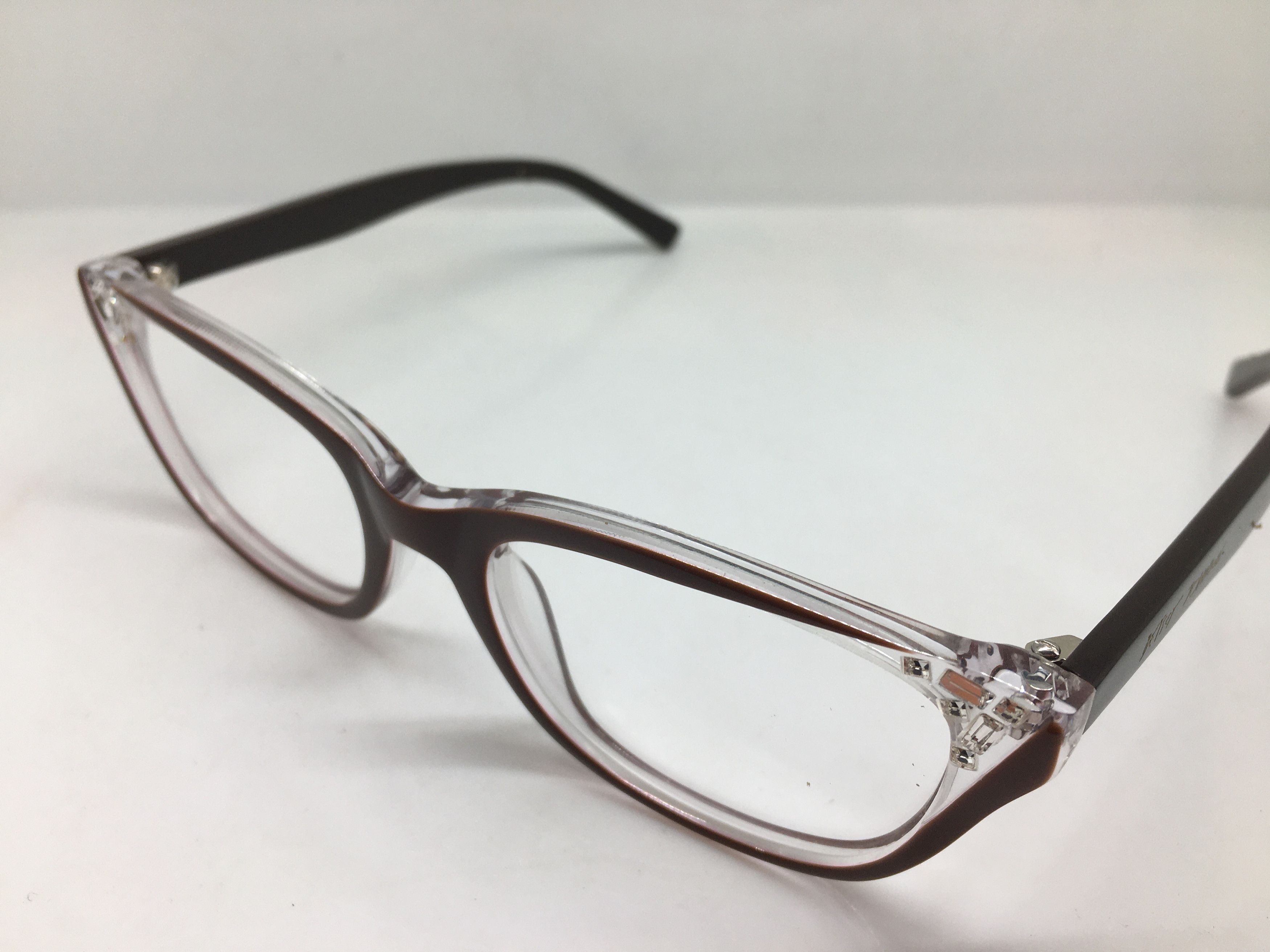 Betsey Johnson Betsey Johnson Clear Dark Red Cat Eye Eyeglasses Size ONE SIZE - 4 Thumbnail