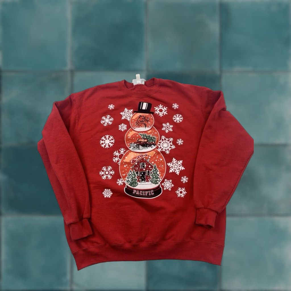 Champion Pacific University Sweatshirt Mens XL Red Christmas Sweater Oregon Champion Size US XL / EU 56 / 4 - 1 Thumbnail