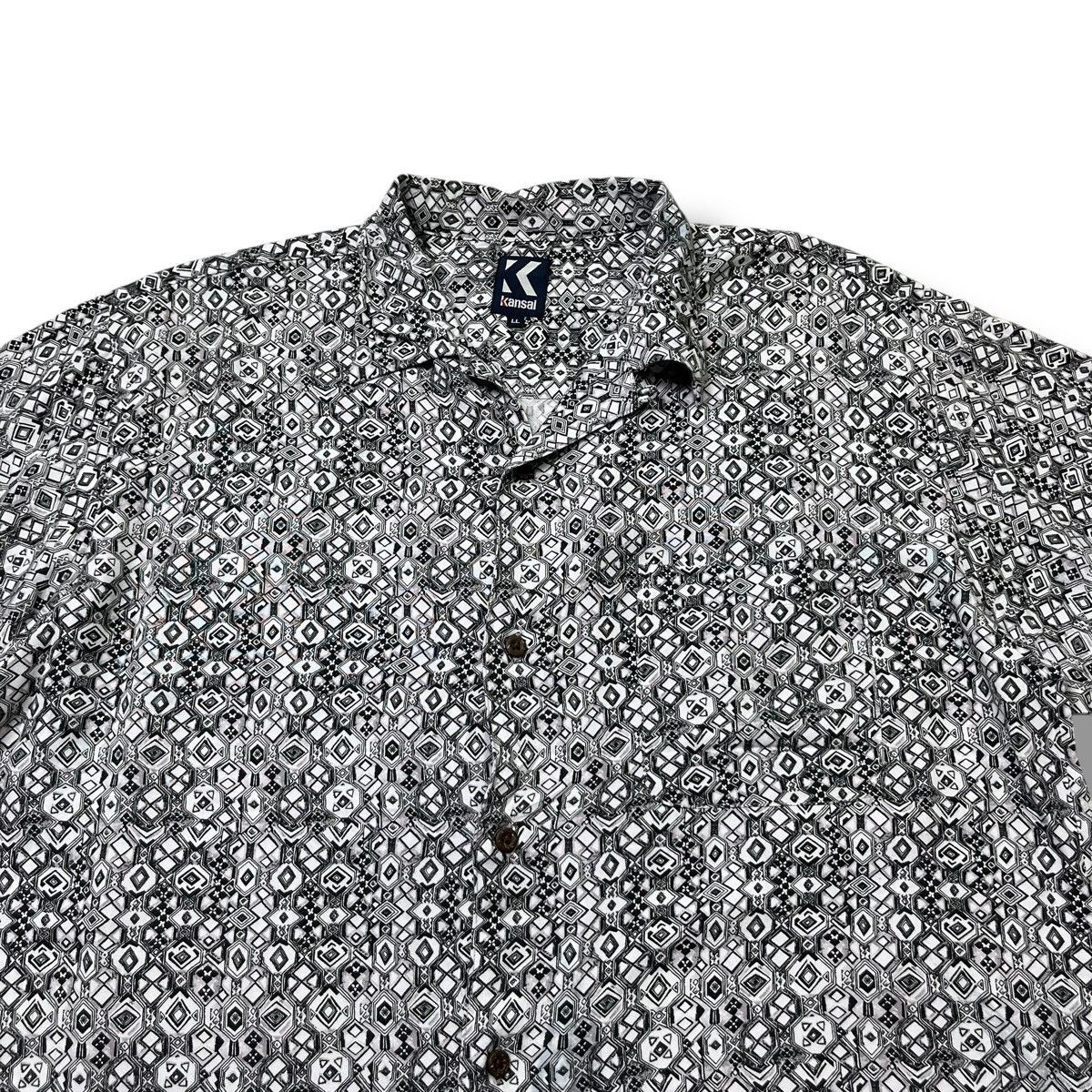 Yohji Yamamoto 90s🔥 KANSAI Geometric Print Short Sleeve Shirt - Size LL Size US L / EU 52-54 / 3 - 2 Thumbnail