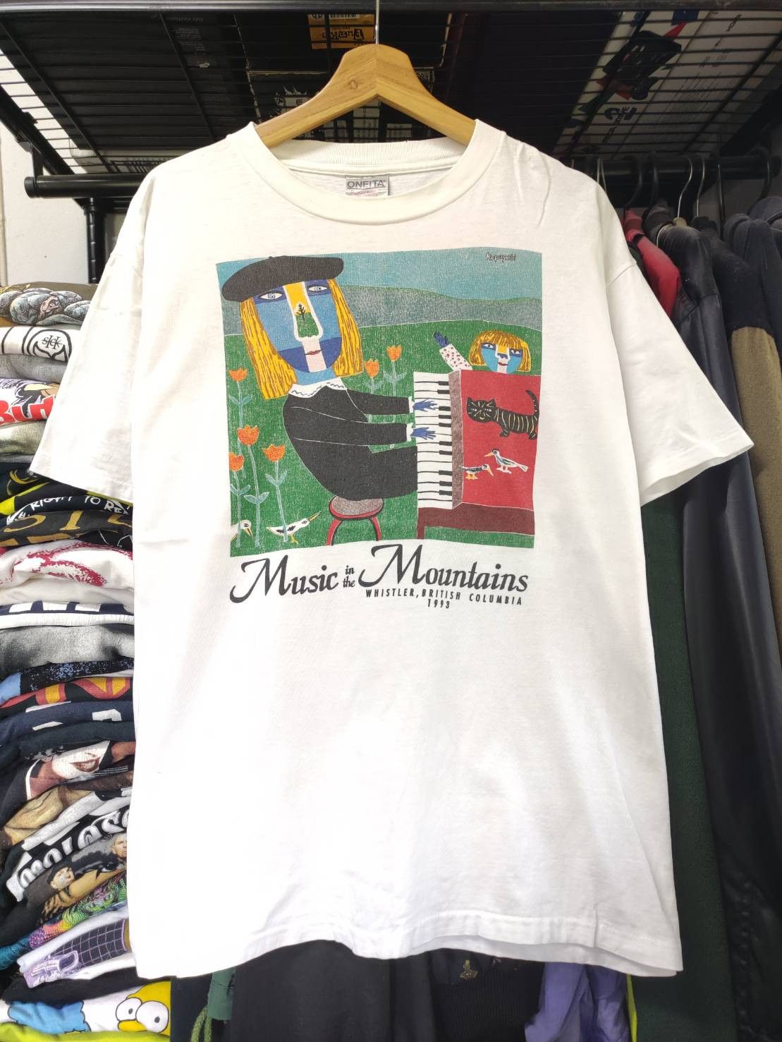 Arts & Science Vtg 90's Kupczynski " Music in The Mountains " Art T-Shirt Size US L / EU 52-54 / 3 - 2 Thumbnail