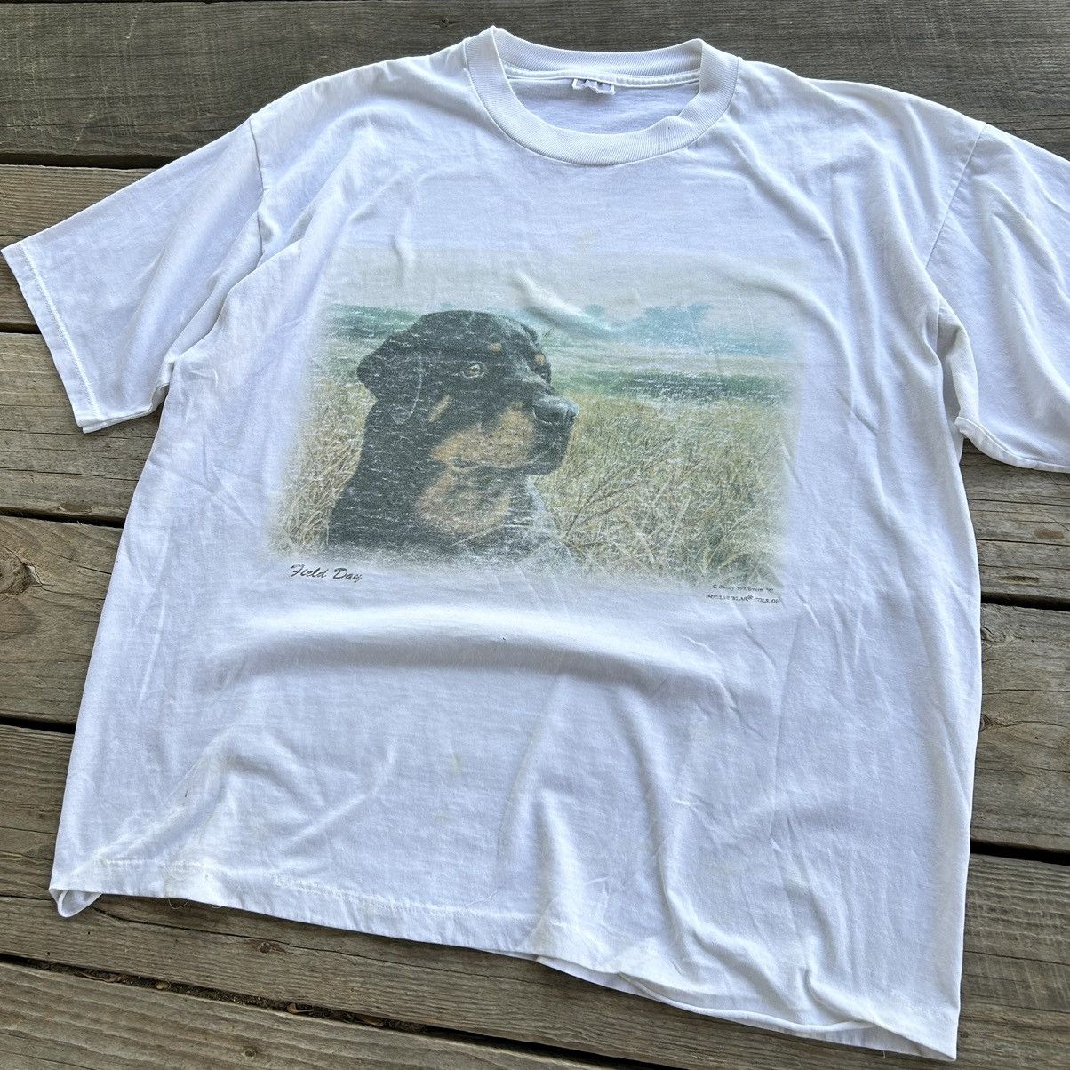 Vintage 90s Rottweiler Dog Nature Faded Distressed T Shirt