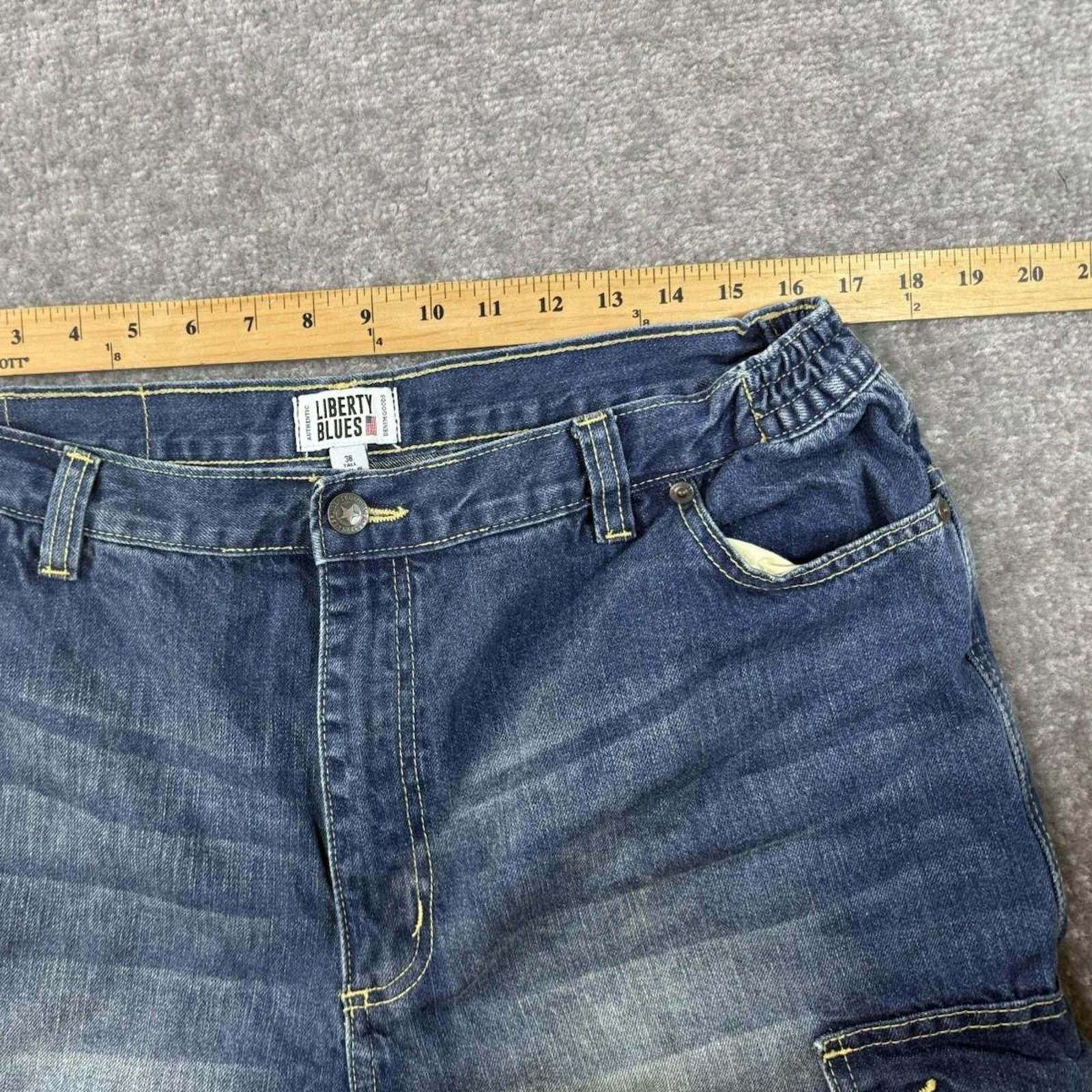 Other Liberty Blues Cargo Shorts Mens 38 Tall Denim Stretch Baggy Size US 38 / EU 54 - 6 Thumbnail