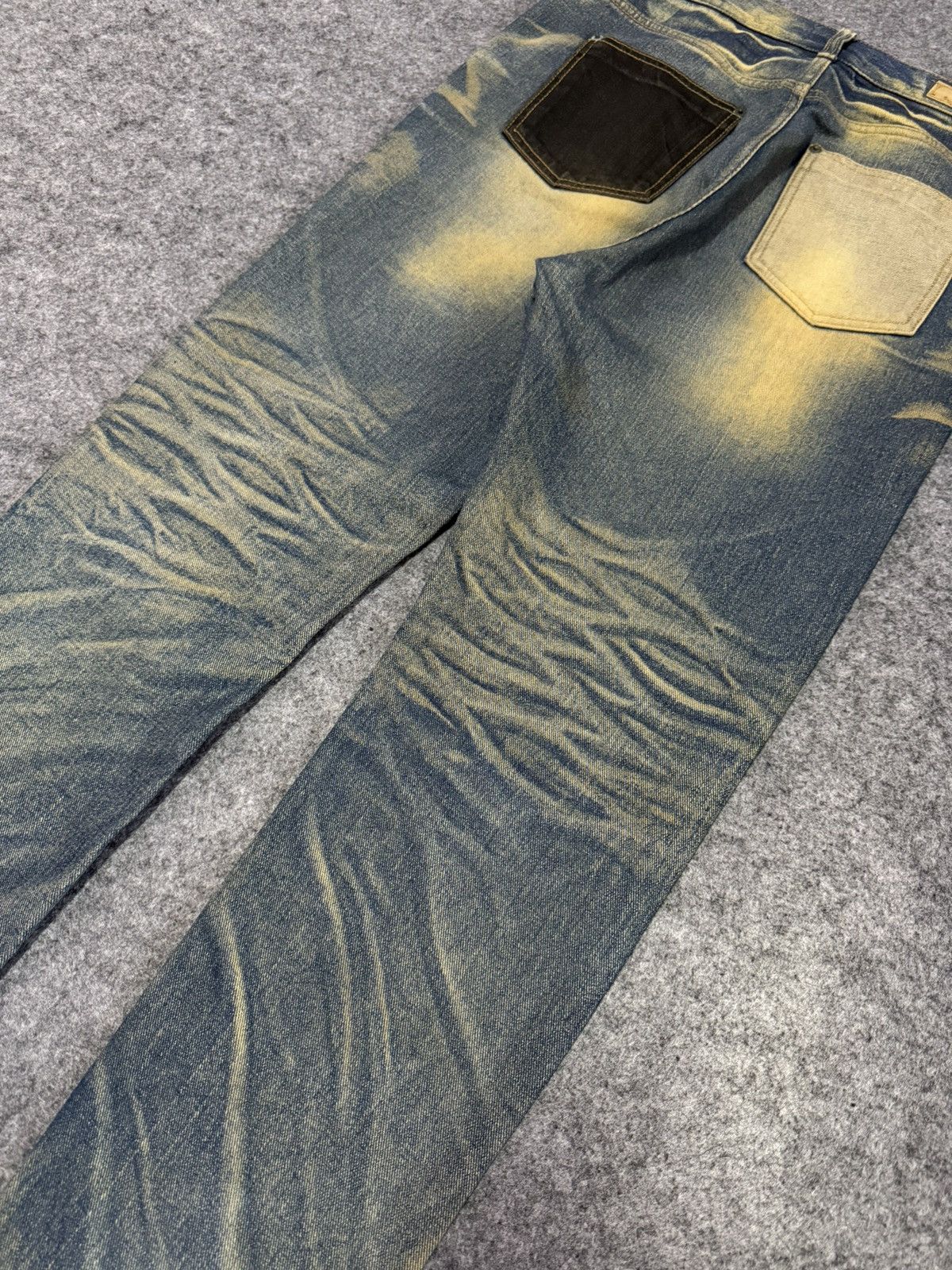 Japanese Brand Joge Martin Japan Mud Wash Rusty Patchwork Tapered Jeans Size US 31 - 11 Thumbnail
