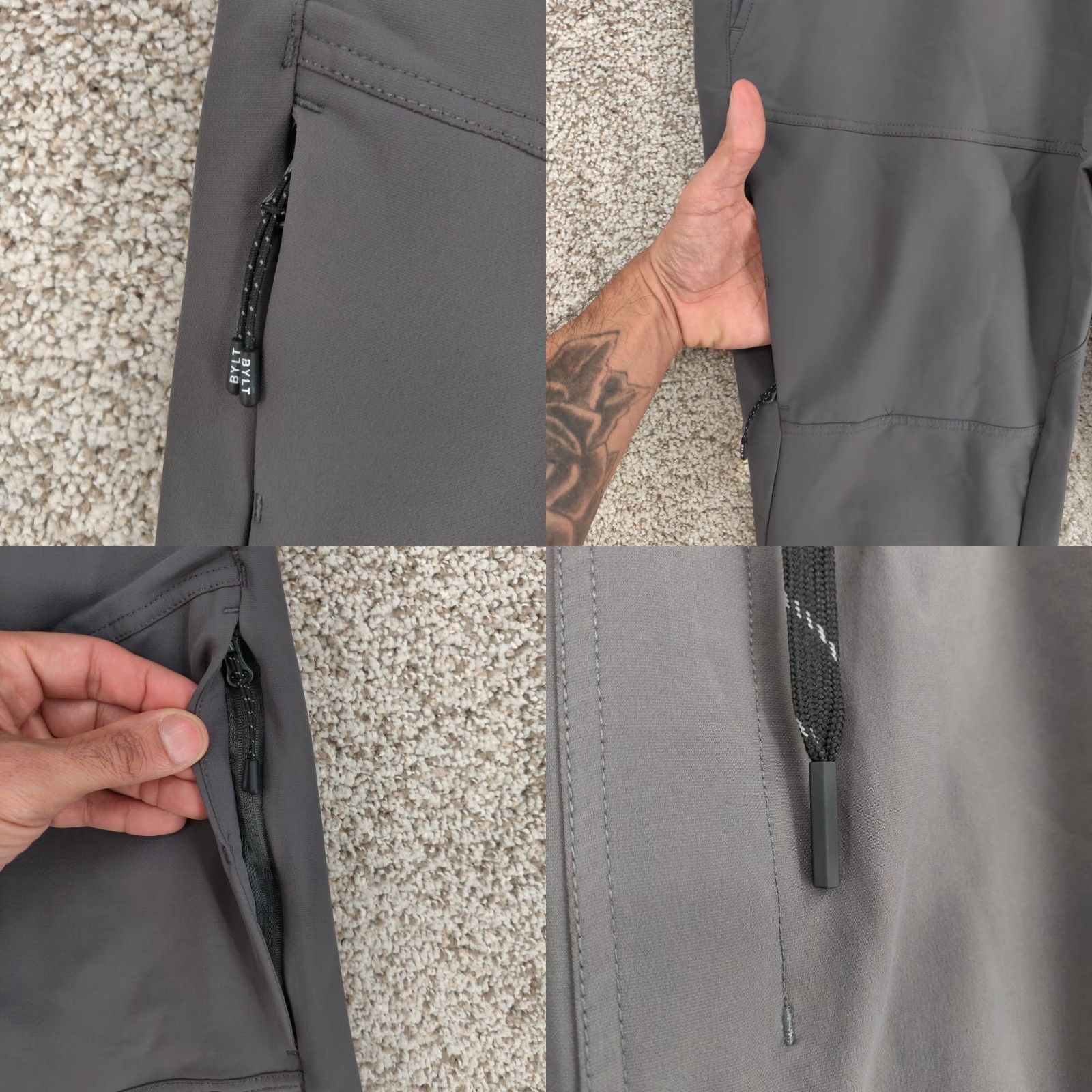 Vintage BYLT Jogger Pants Mens Small 28x27 Gray Nylon Cargo Zip Athletic Casual Mens Size US 29 - 8 Thumbnail