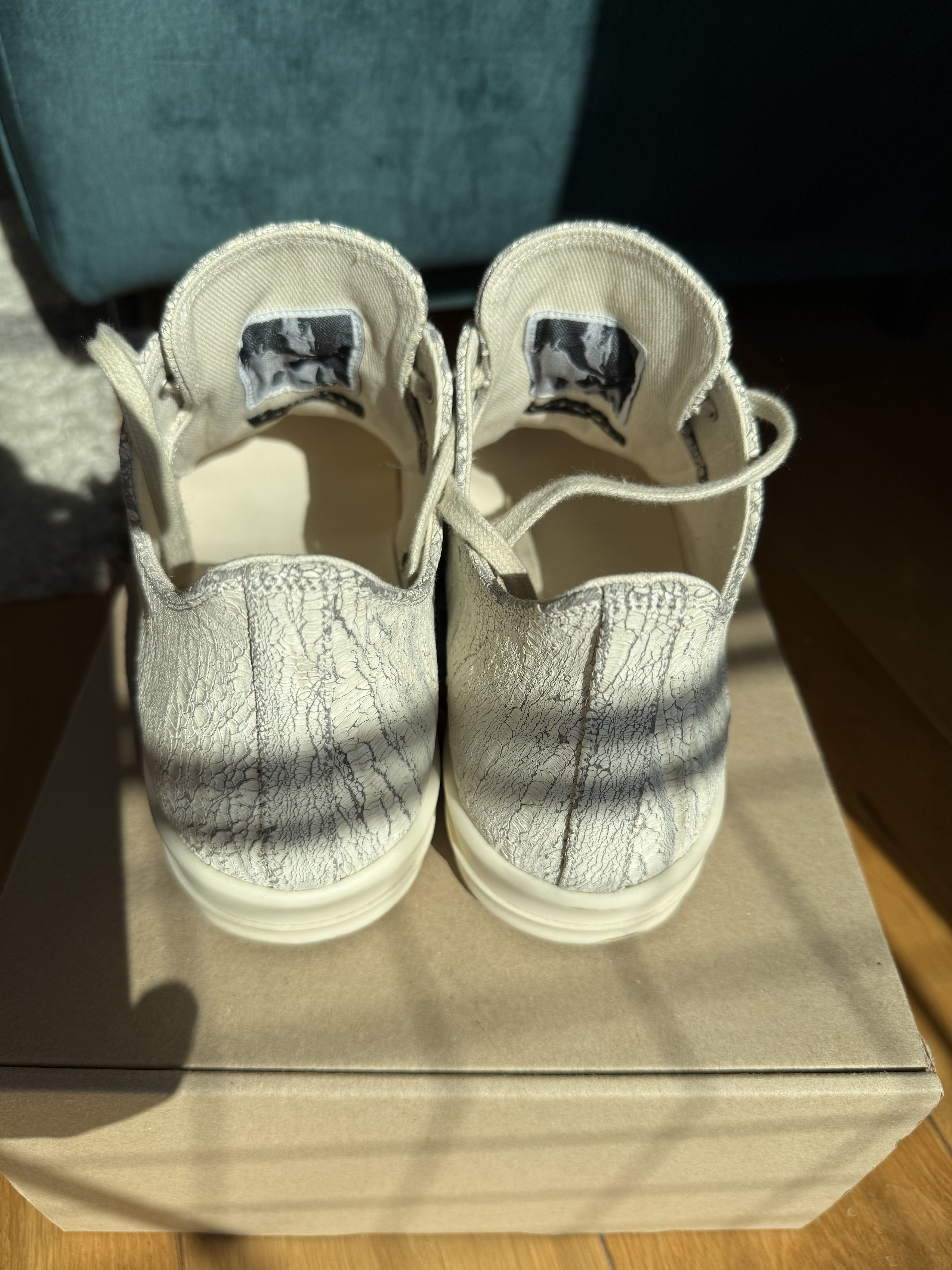 Rick Owens Drkshdw Rick Owens DRKSHDW Hollywood Low 'Milk Cracked Leather' Size US 9 / EU 42 - 4 Thumbnail