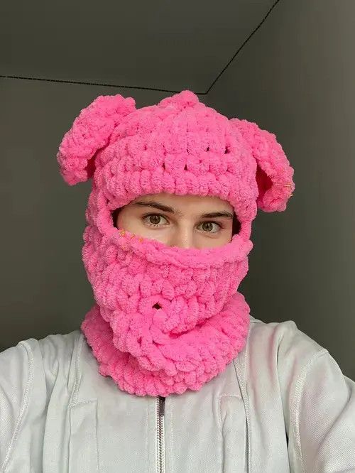 Other Handmade Knitted Balaclava Ski Mask Bunny Teddy Bear Style Size ONE SIZE - 1 Thumbnail