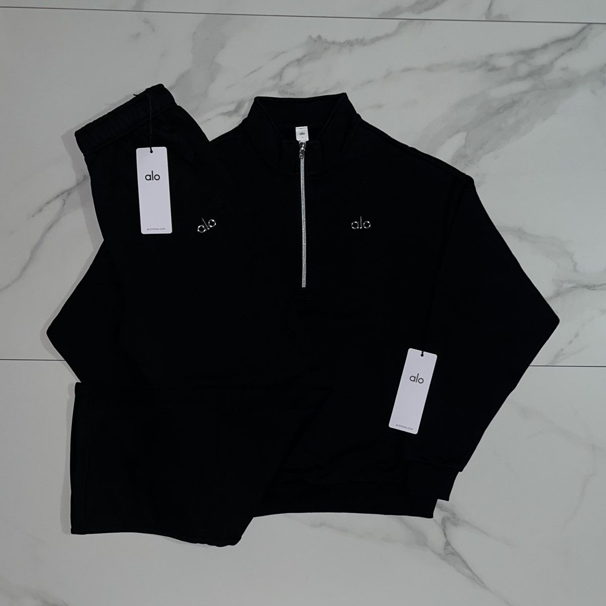 Alo Alo Yoga Accolade 1/4 Zip Black Quarter Zip Sweatshirt Large