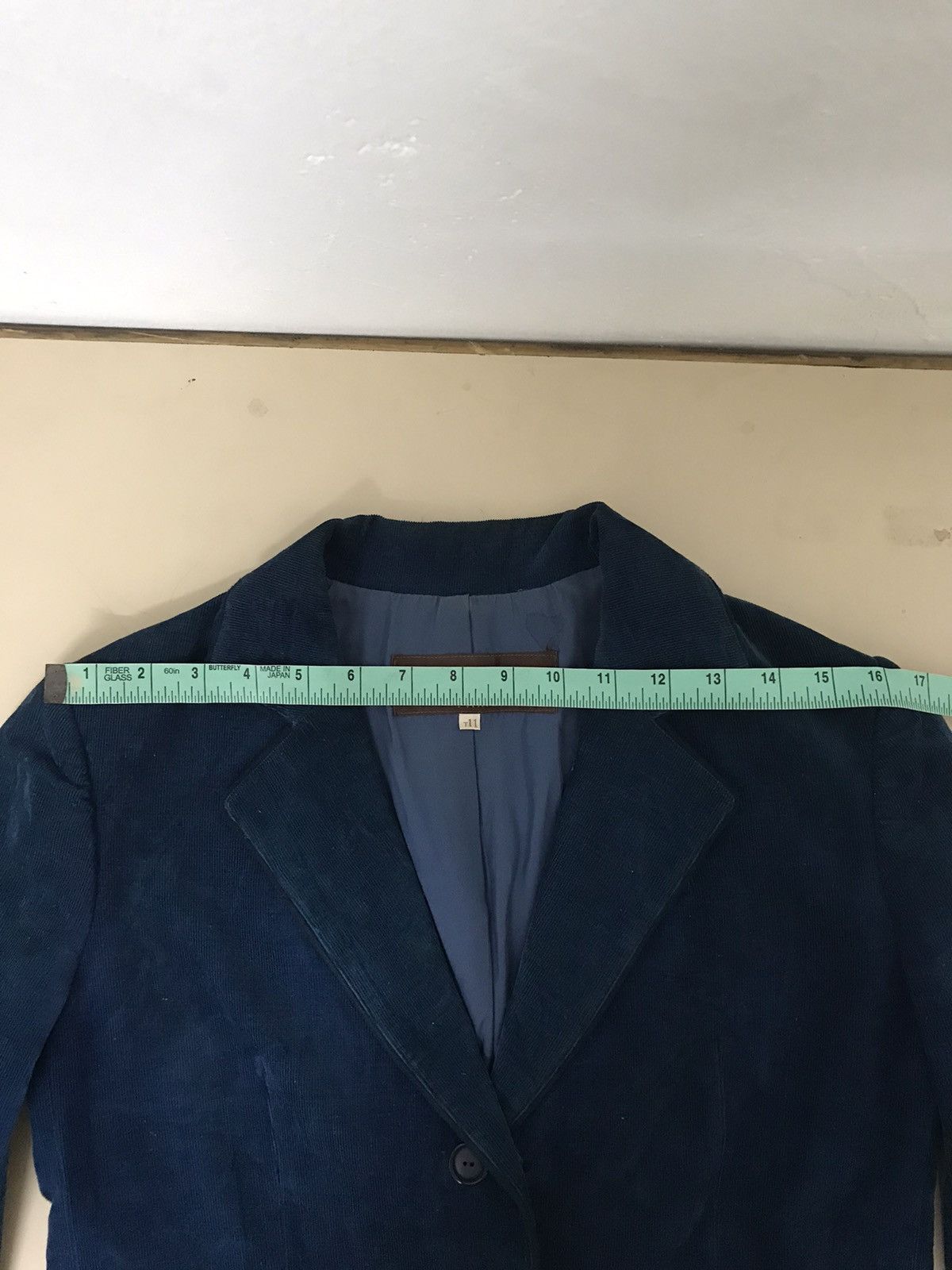 Yves Saint Laurent Vintage 90s Yves Saint Lauren Blue Velvet Blazer Size 40S - 11 Thumbnail