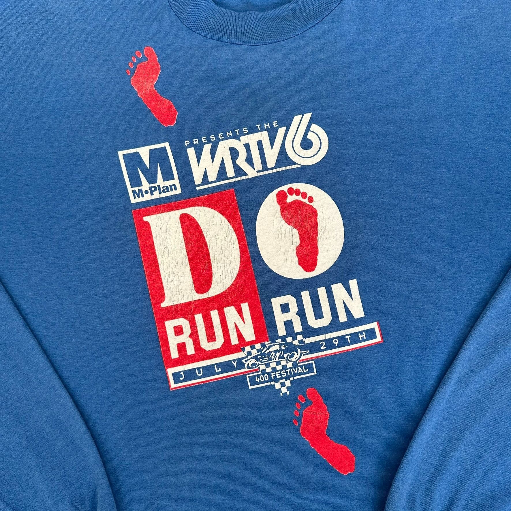 Fruit Of The Loom Vintage 90s Indy 400 10K 5K Run T-Shirt Long Sleeve Blue XL Size US XL / EU 56 / 4 - 2 Thumbnail
