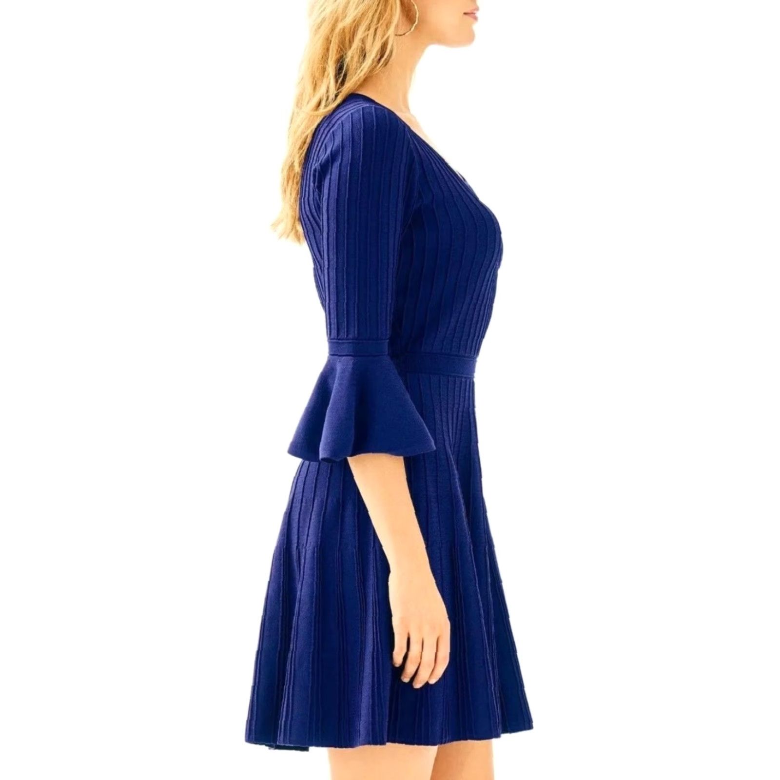 Lilly Pulitzer Lilly Pulitzer Blue Brandi High Tide Navy Fit & Flare Knit Dress Sz M Womens Size M / US 6-8 / IT 42-44 - 2 Thumbnail