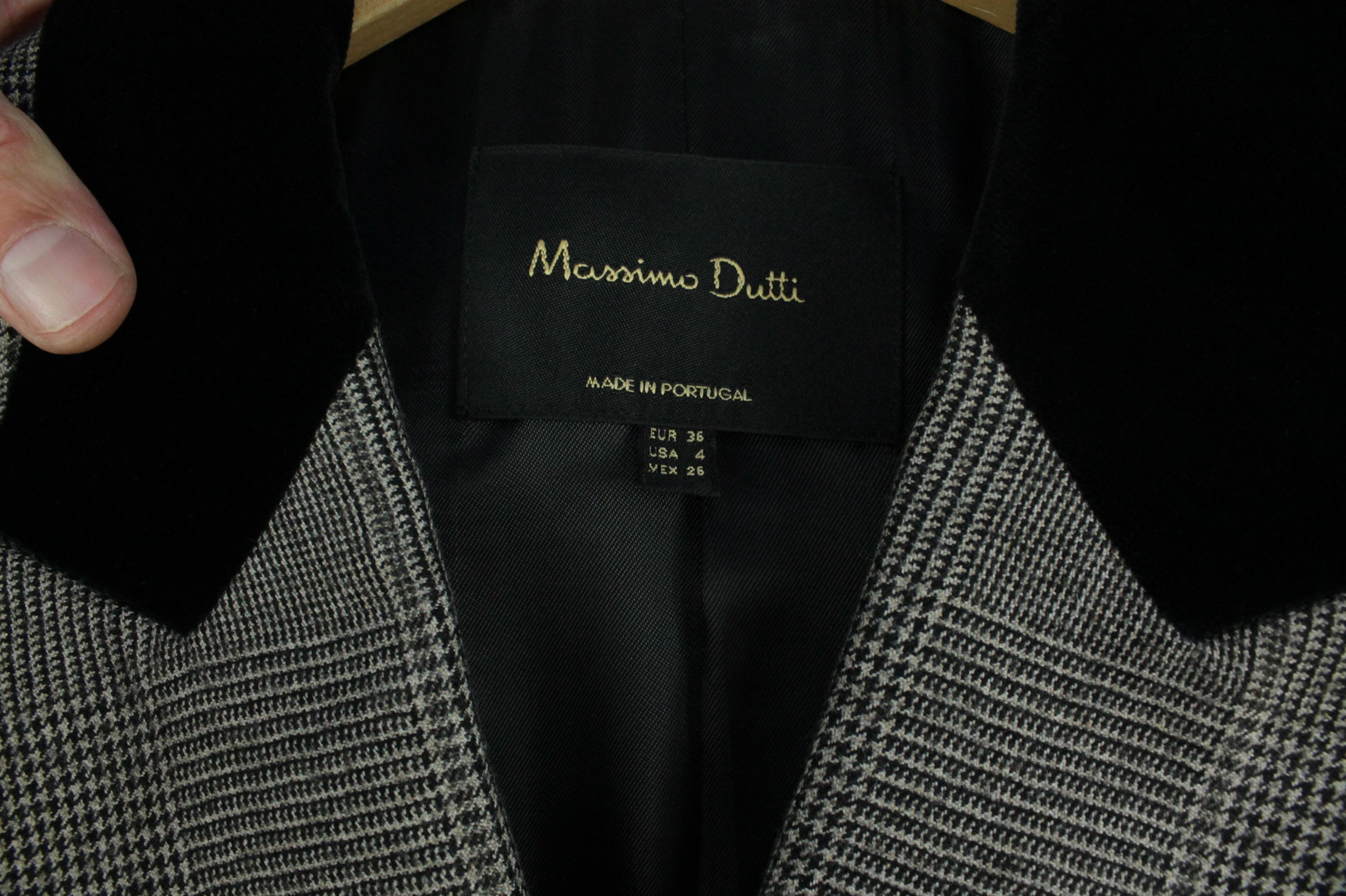 Massimo Dutti Massimo Dutti Double-Breasted Gray Check Wool Blazer Jacket Size S / US 4 / IT 40 - 3 Thumbnail