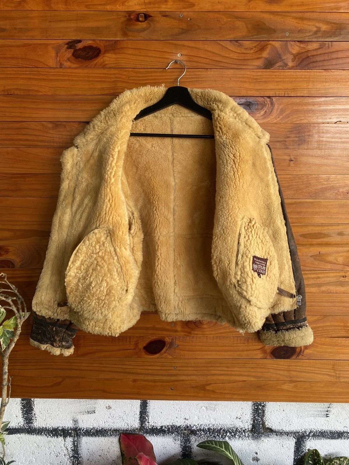 Vintage STRATH CONAR B-3 Shearling Leather Flight Jacket Distressed Size US M / EU 48-50 / 2 - 10 Thumbnail
