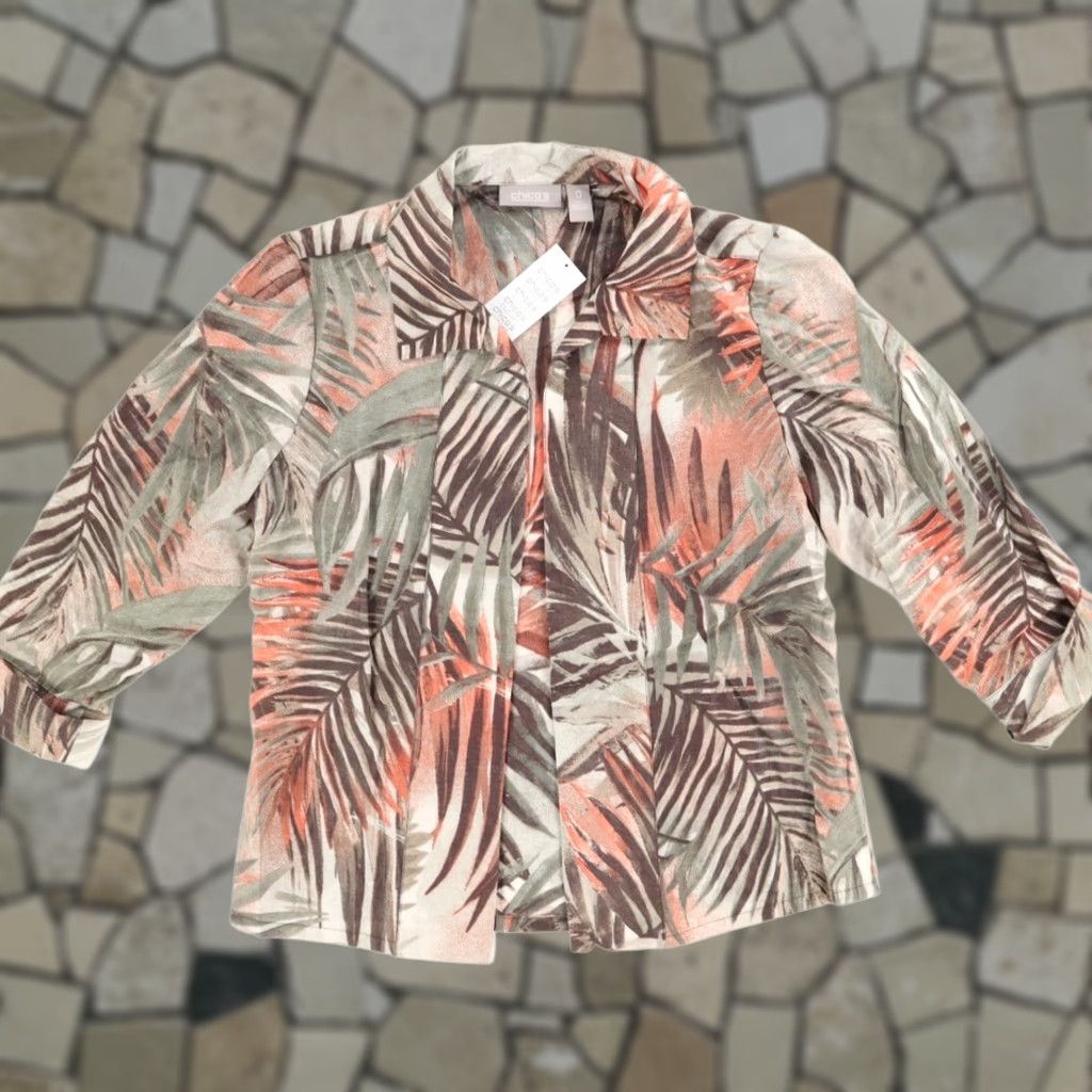 Vintage Chicos Shirt Women's Floral Palm 3/4 Sleeve Cairn Sheer 0 Vintage N/A Size XS / US 0-2 / IT 36-38 - 1 Thumbnail