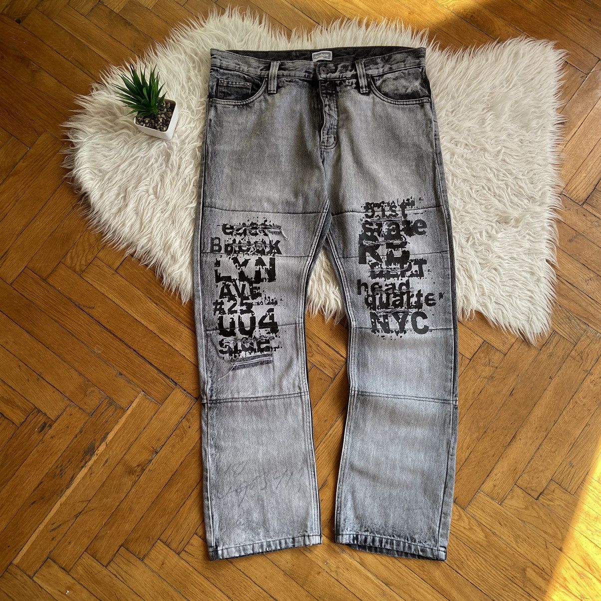 Japanese Brand × Rainbow 📌 Crazy Rainbow Graphic Y2K Distressed Faded Denim Size US 34 / EU 50 - 1 Thumbnail