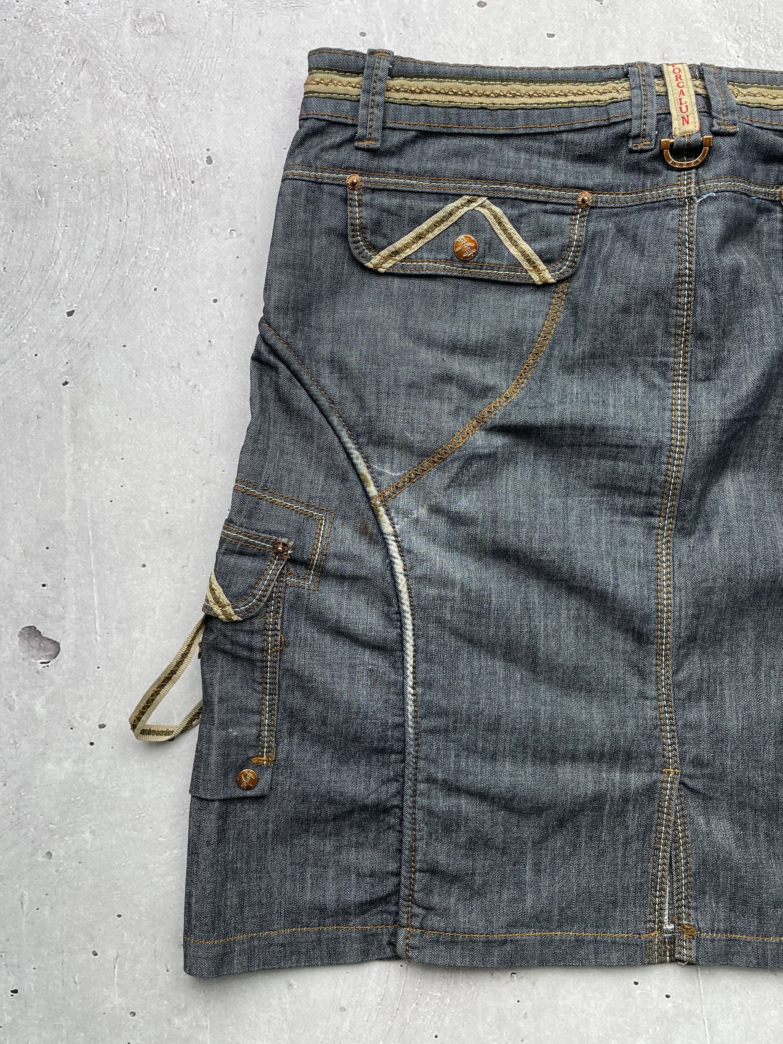 Vintage Vintage Cargo Bondage Denim Mini Skirt Size 34" / US 12 / IT 48 - 7 Thumbnail