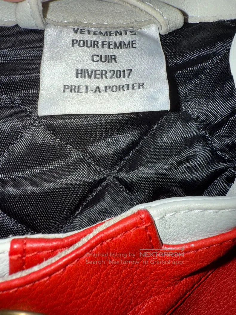 Vetements Vetements Red and White Color Block Leather Jacket Size US XS / EU 42 / 0 - 5 Thumbnail
