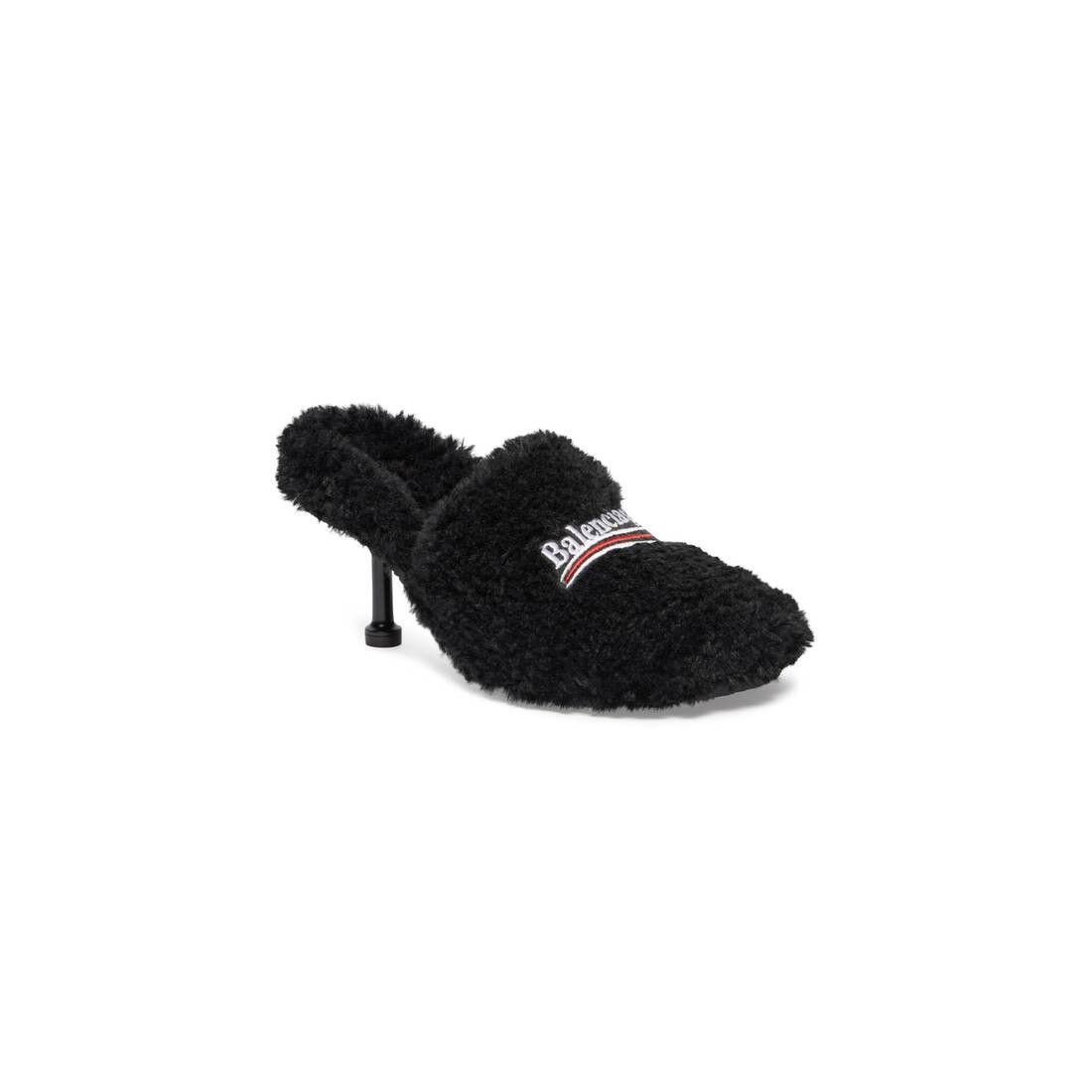 Balenciaga o1mt1gz0325 Furry Closed 80mm Mules in Black Size US 6 / IT 36 - 2 Thumbnail