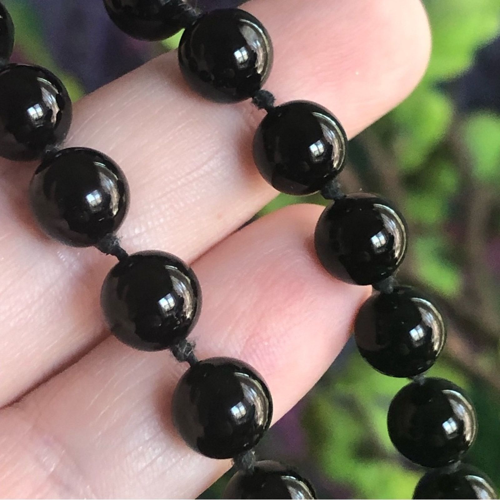 Vintage Vintage 70s-80s hand knotted black glass bead necklace Size ONE SIZE - 2 Thumbnail