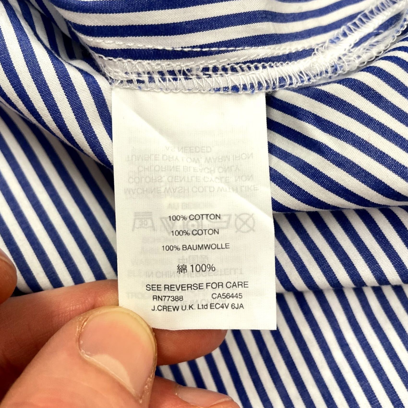 J.Crew J.Crew Blouse Tunic Hi-Lo Womens 00 Blue White Striped Funnel Neck Casual Work Shirt Size XXS / US 00 / IT 34 - 6 Thumbnail