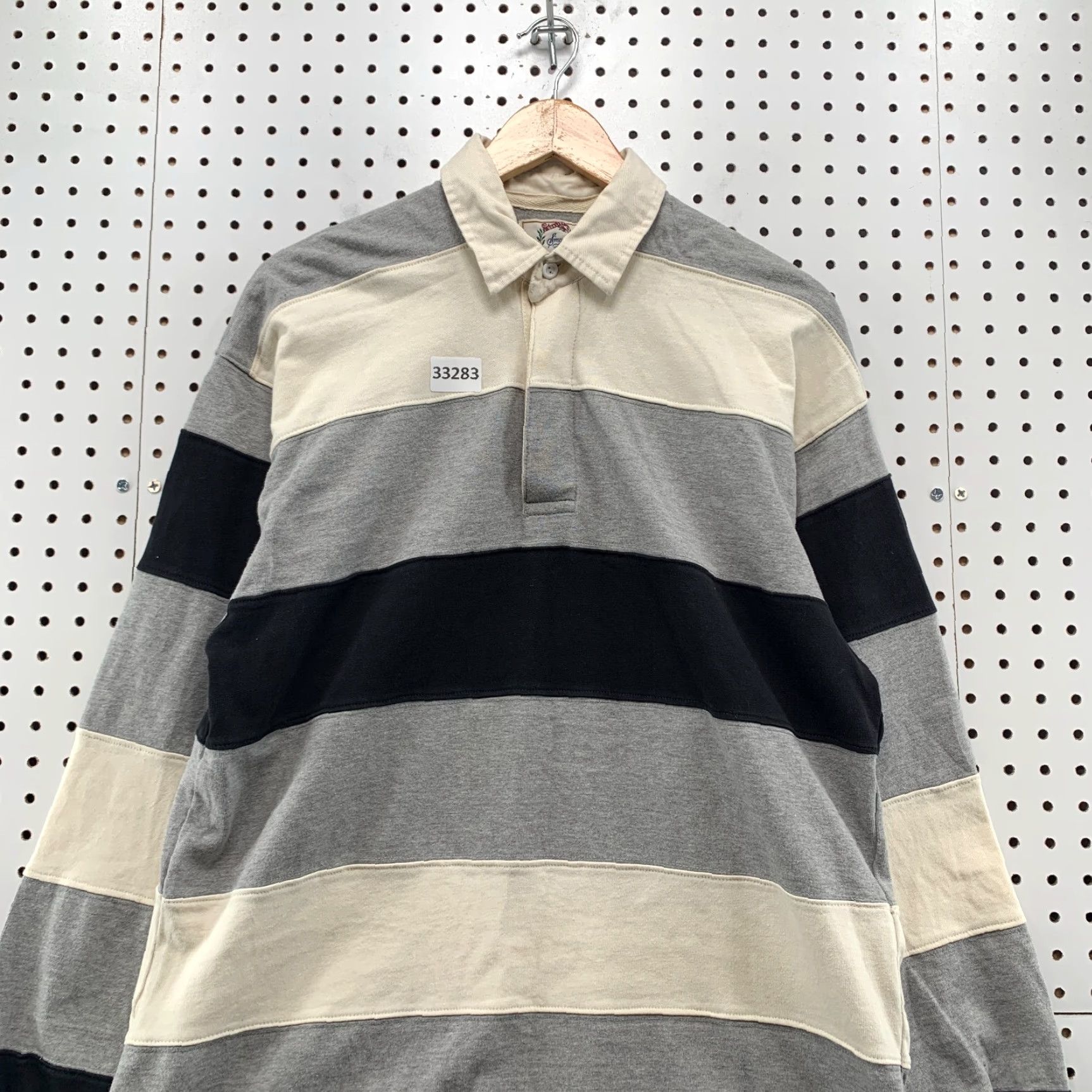 Sears VINTAGE Sears Roebuck Rugby Polo Shirt Mens Medium Black Gray Striped 21.5x32 Size US M / EU 48-50 / 2 - 2 Thumbnail