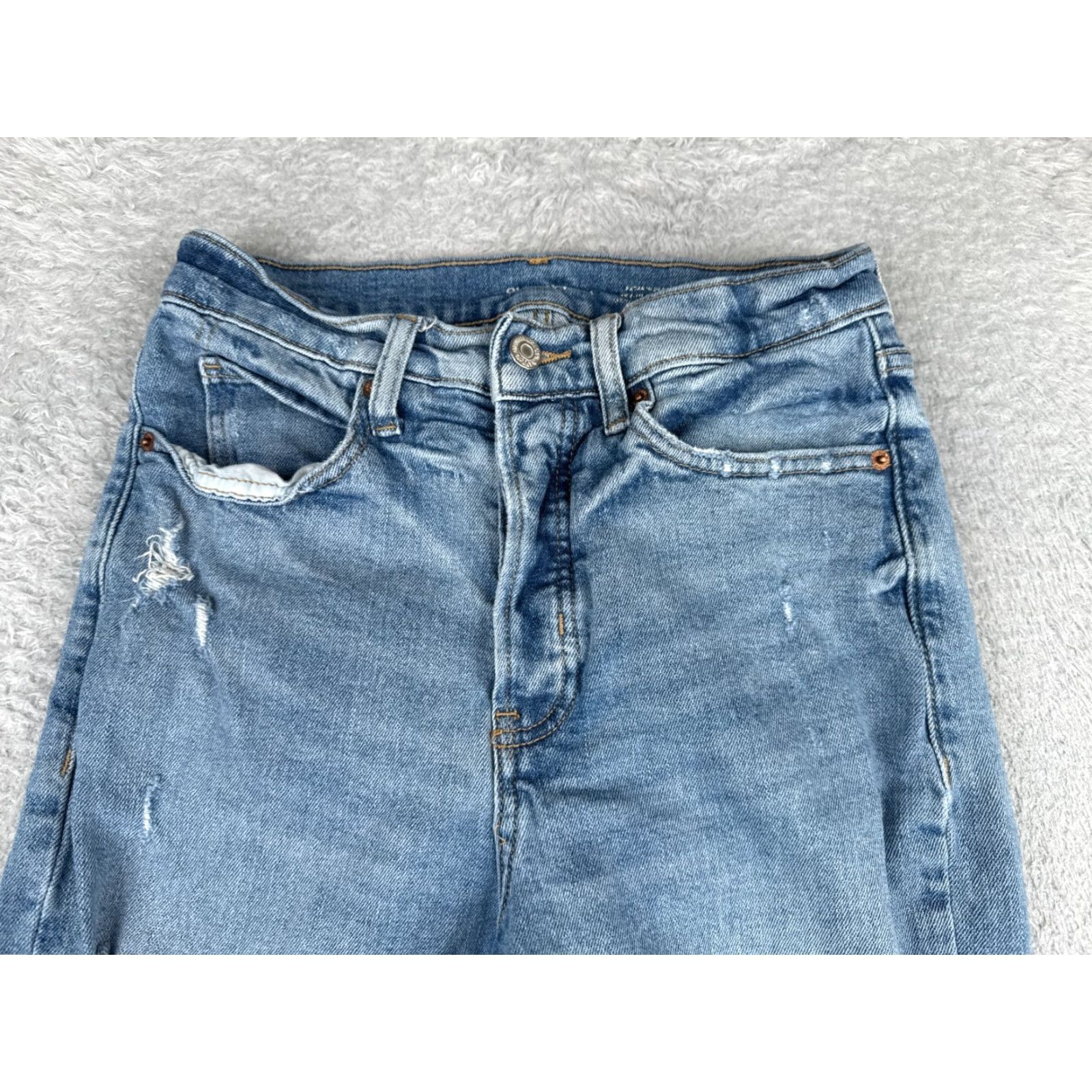 Old Navy VINTAGE: Old Navy Jeans Women 4 Blue Denim Distressed Straight Leg High Rise Cotton 25x28 Size 27" / US 4 / IT 40 - 4 Thumbnail